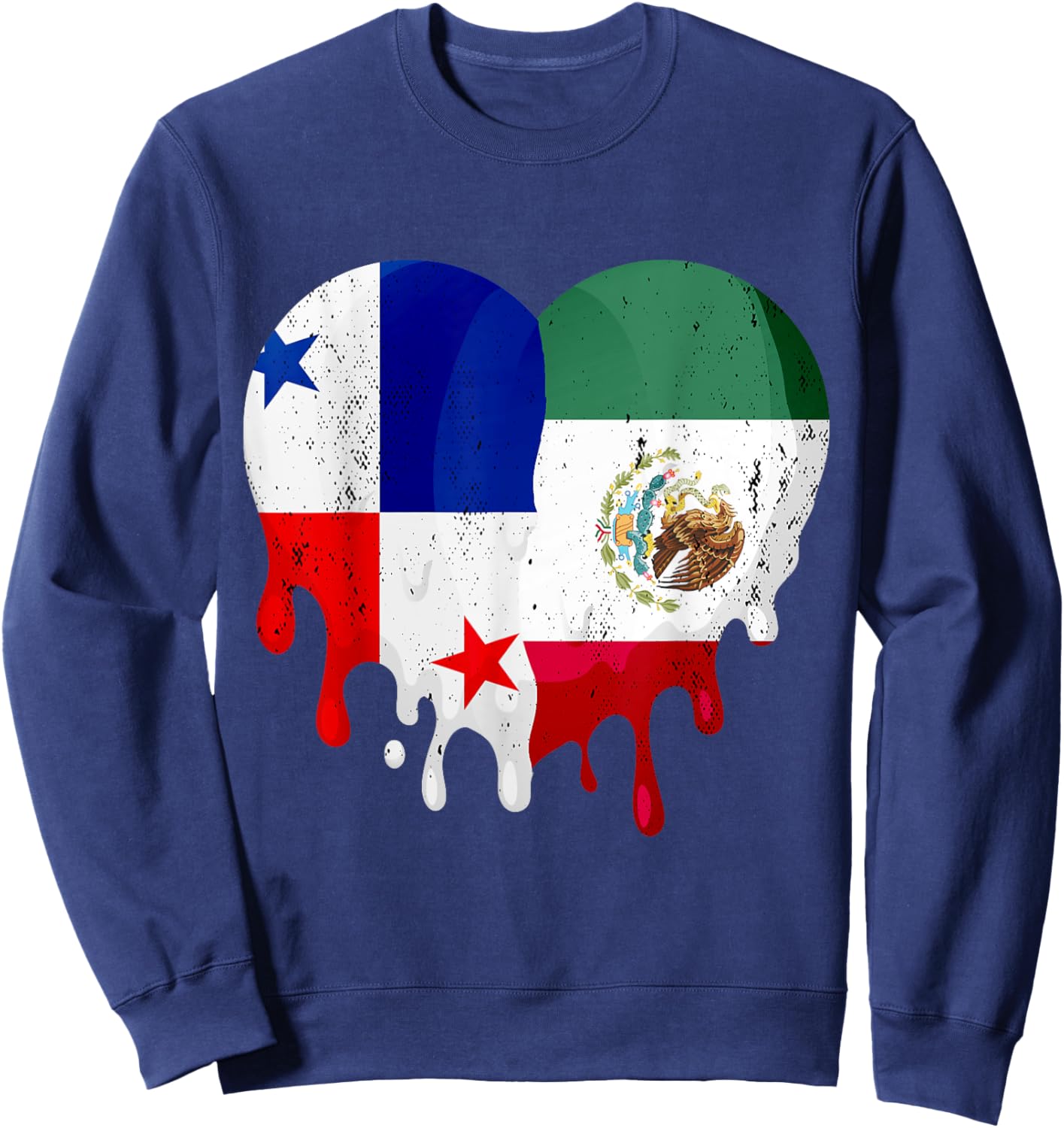 Panama Mexico Flag Heart Citizen Grown Patriot Country Sweatshirt - Sweatshirt | Navy