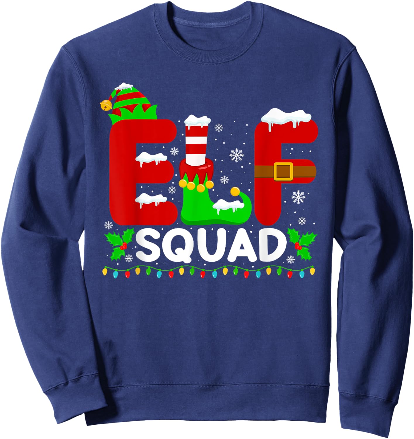 Elf Squad Family Christmas Matching Pajamas Xmas Holiday Sweatshirt - Sweatshirt | Navy