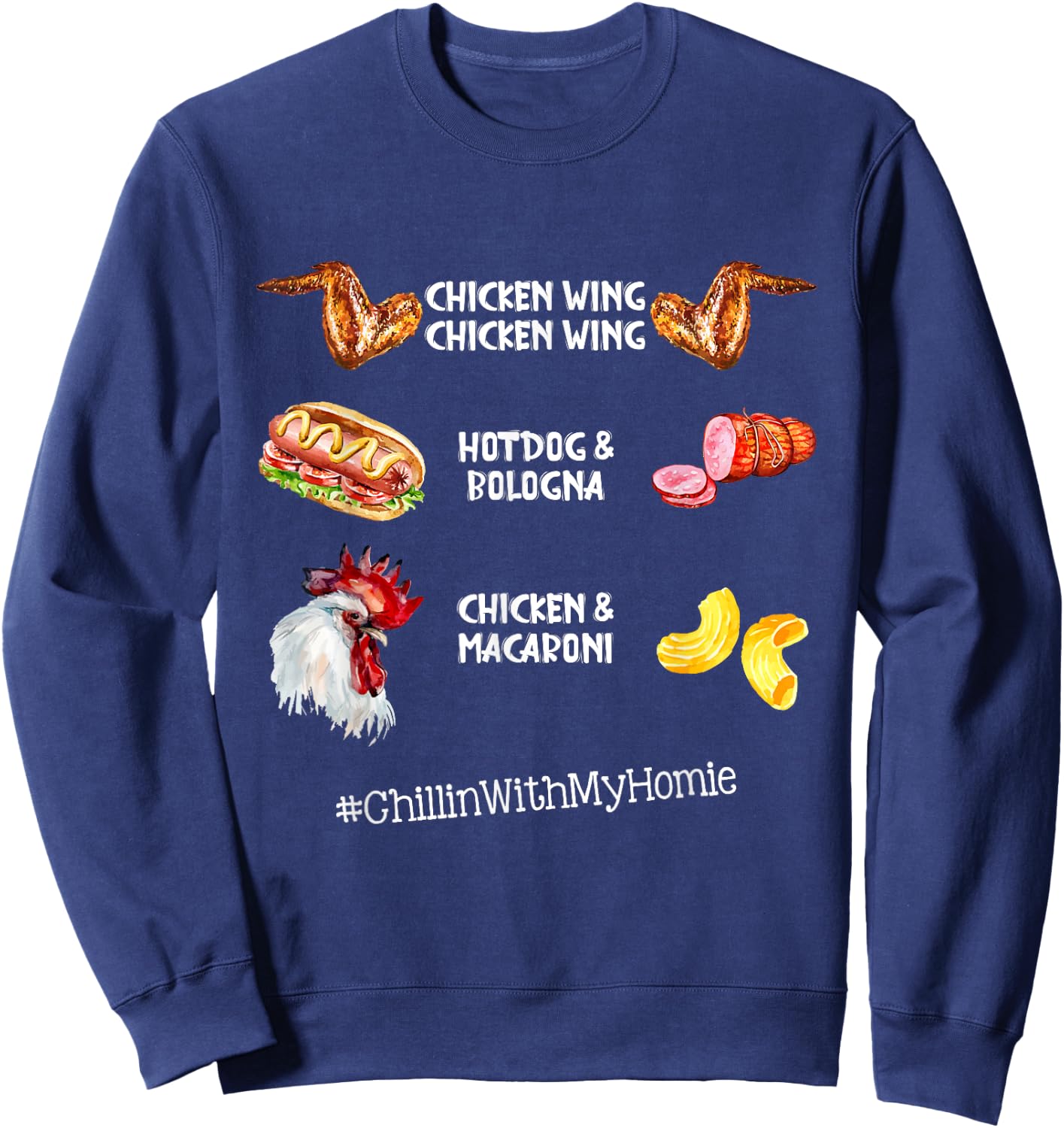 Chicken Wing Chicken Wing Hot Dog And Bologna Sweatshirt - Sweatshirt | Navy