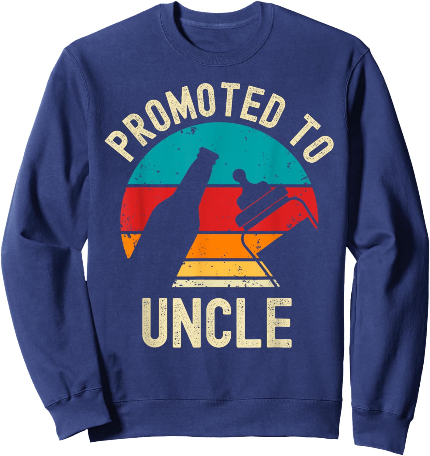 Promoted to Uncle 2024 New Baby Announcement Beer Lover Sweatshirt - Sweatshirt | Navy