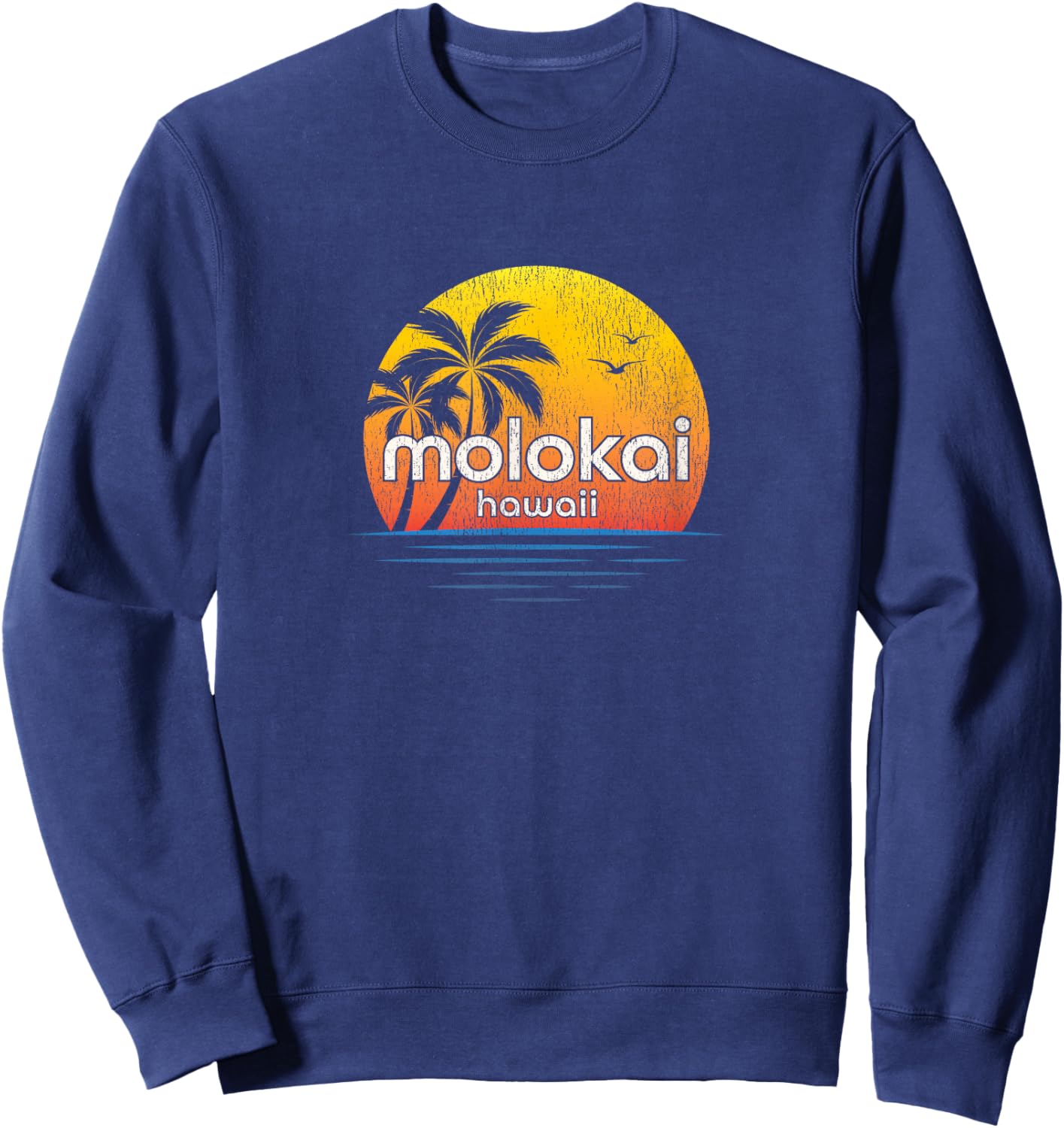Molokai Vintage Palm Tree Sunset Sweatshirt - Sweatshirt | Navy