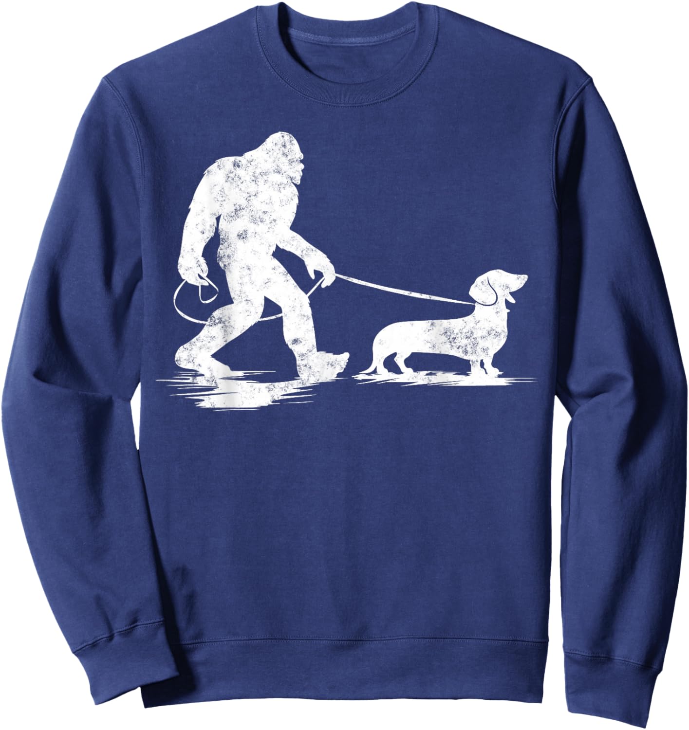 Bigfoot Walking Dachshund Funny Wiener Dog Dad Gifts Sweatshirt - Sweatshirt | Navy