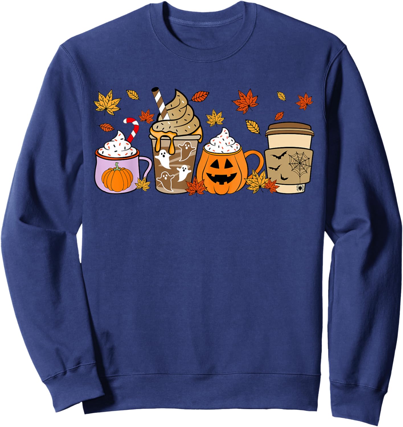 Halloween Coffee Pumpkin Latte Spice Costume Men Women Kids Sweatshirt - Sweatshirt | Navy