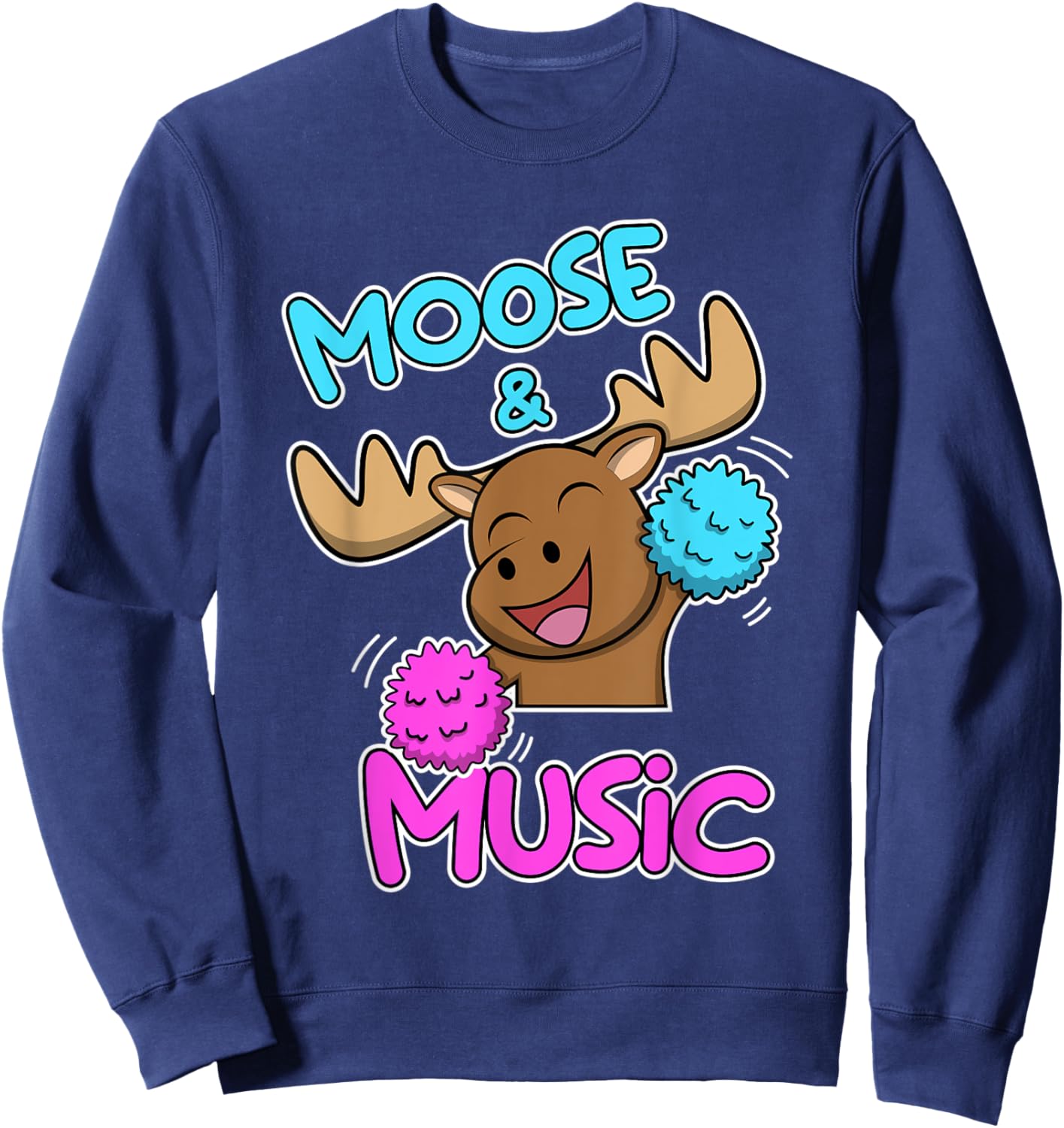 Dancing Moose Music Notes Musician Deer Elk Sweatshirt - Sweatshirt | Navy
