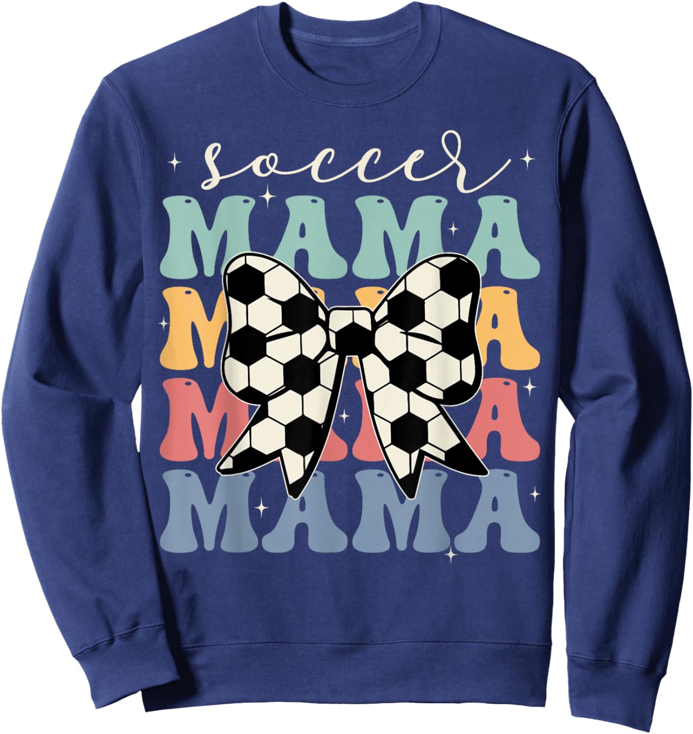 Soccer Mama Retro Groovy Soccer Softball Mom Sweatshirt - Sweatshirt | Navy