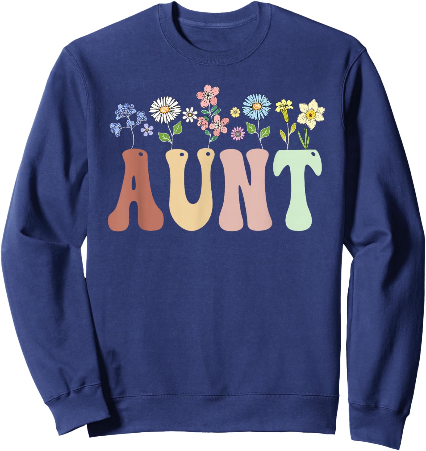 Aunt Gifts Women's Wildflower Floral Design Aunt Sweatshirt - Sweatshirt | Navy