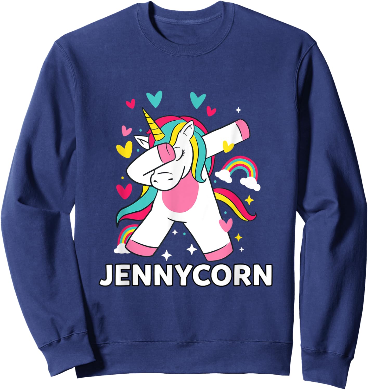 Jennycorn Personalized Name Dabbing Unicorn Jenny Sweatshirt - Sweatshirt | Navy