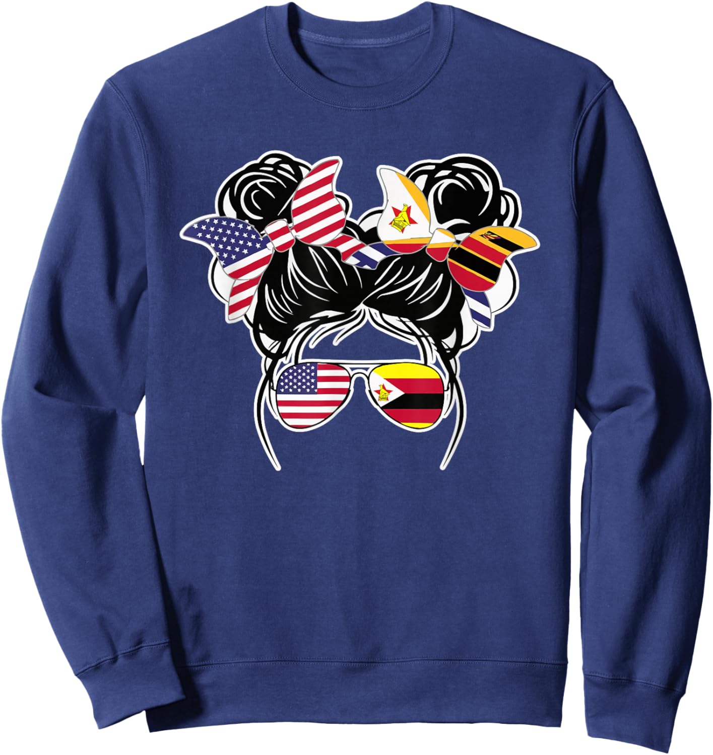 Half American Half Zimbabwean USA Flag Zimbabwe America Sweatshirt - Sweatshirt | Navy
