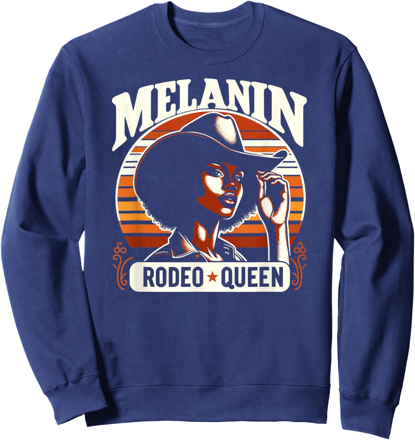 African American Cowgirl, Vintage Melanin Rodeo Queen Sweatshirt - Sweatshirt | Navy