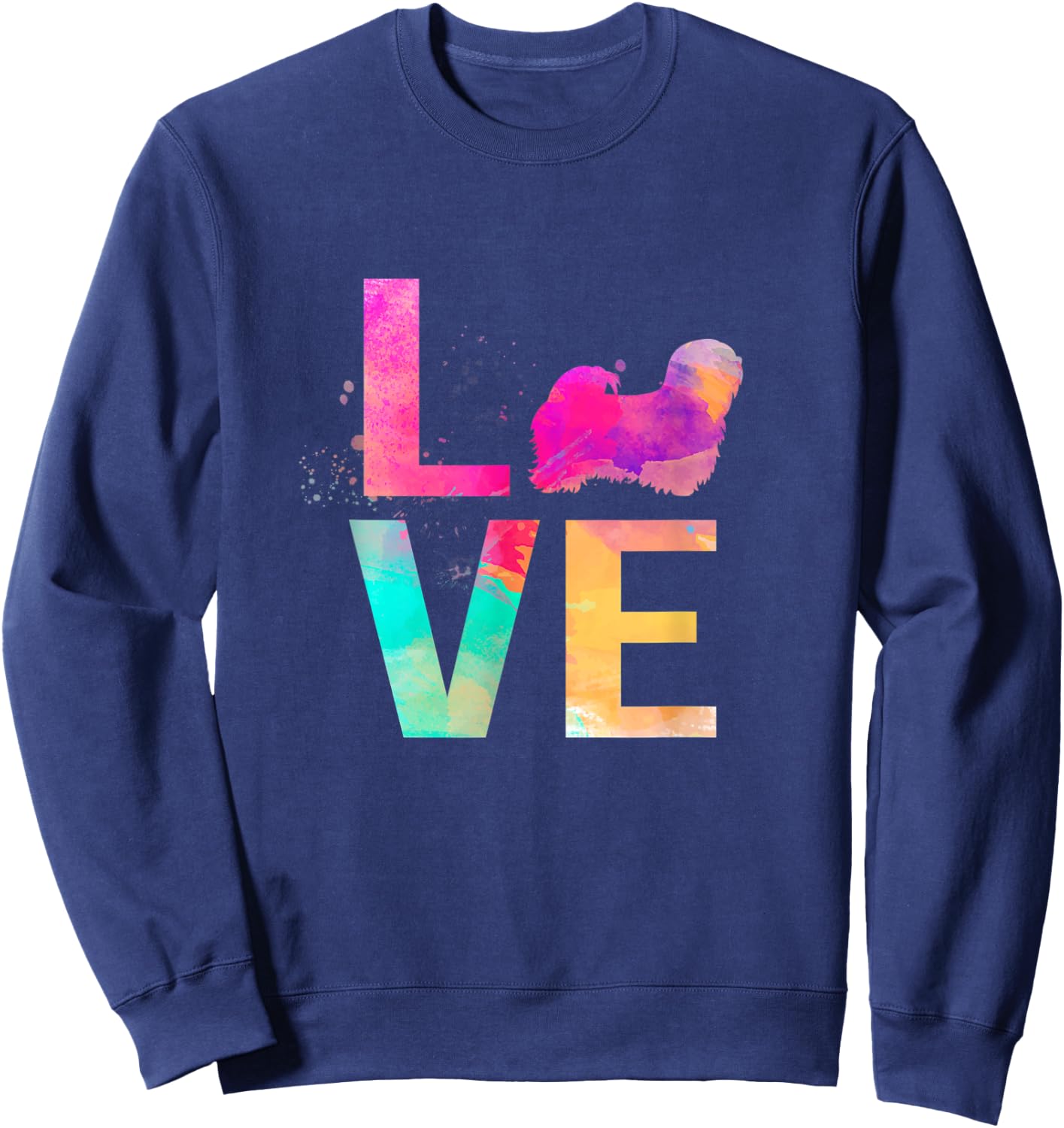 Colorful Lhasa Apso Dog Mom Gifts Lhasa Apso Men Women Kids Sweatshirt - Sweatshirt | Navy