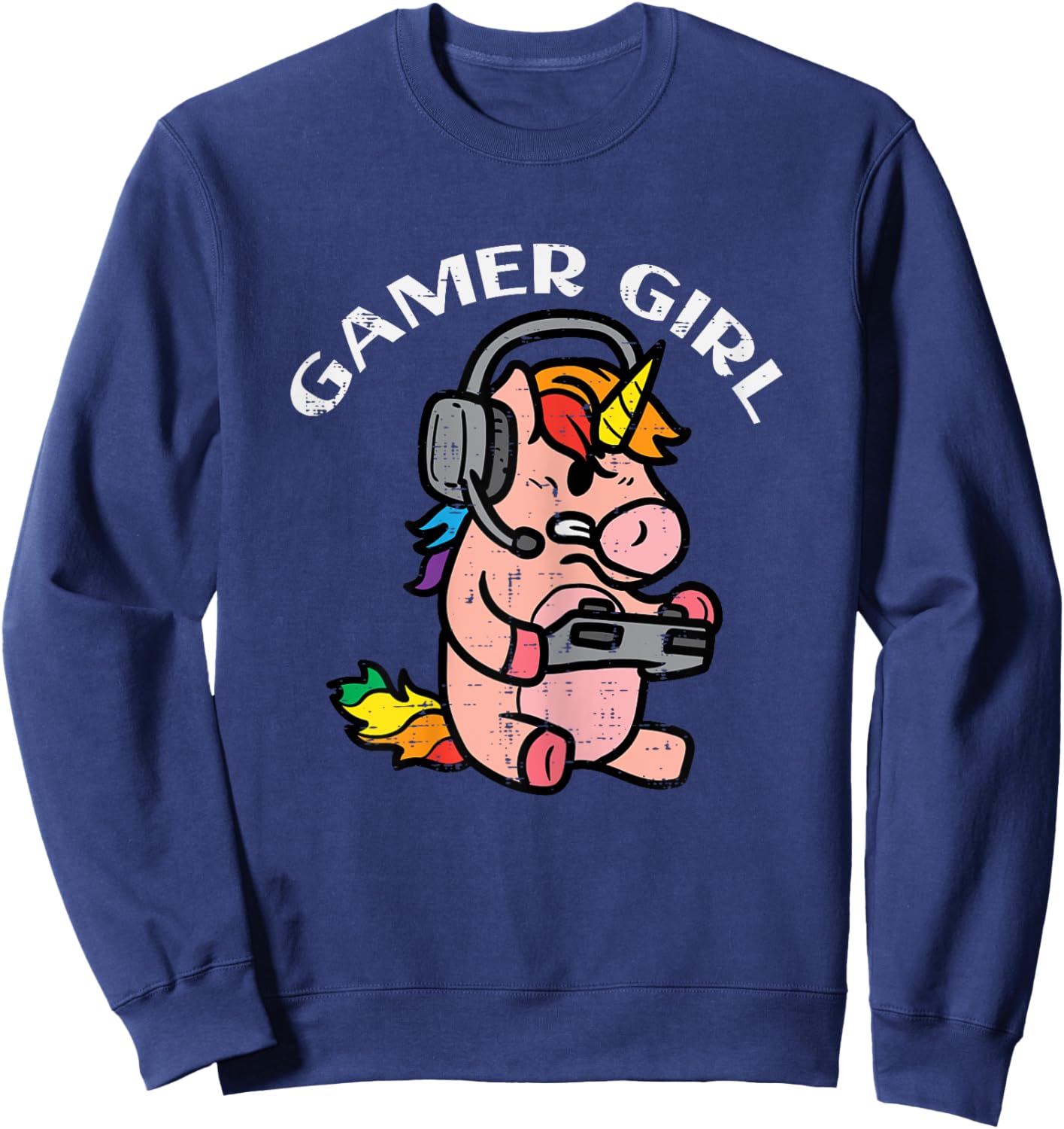 Gamer Girl Unicorn Gaming Cute Women Girls Kids Teen Youth Sweatshirt - Sweatshirt | Navy