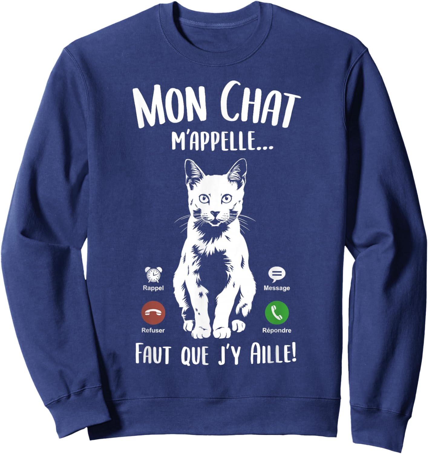 Children's Cat Funny Woman Girl Mon Chat m'appelle Sweatshirt - Sweatshirt | Navy