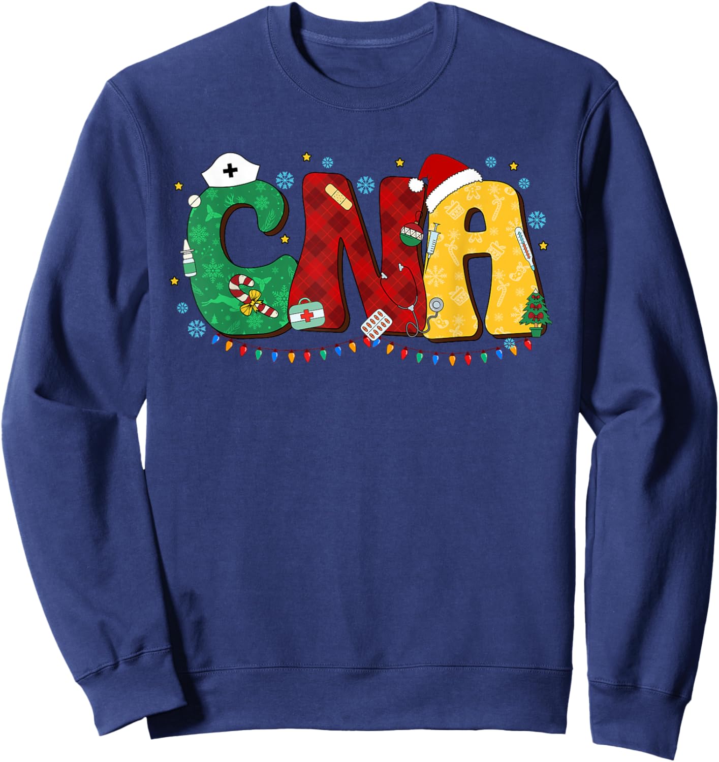 CNA Christmas Certified Nurse Assistant Nursing Aide Holiday Sweatshirt - Sweatshirt | Navy