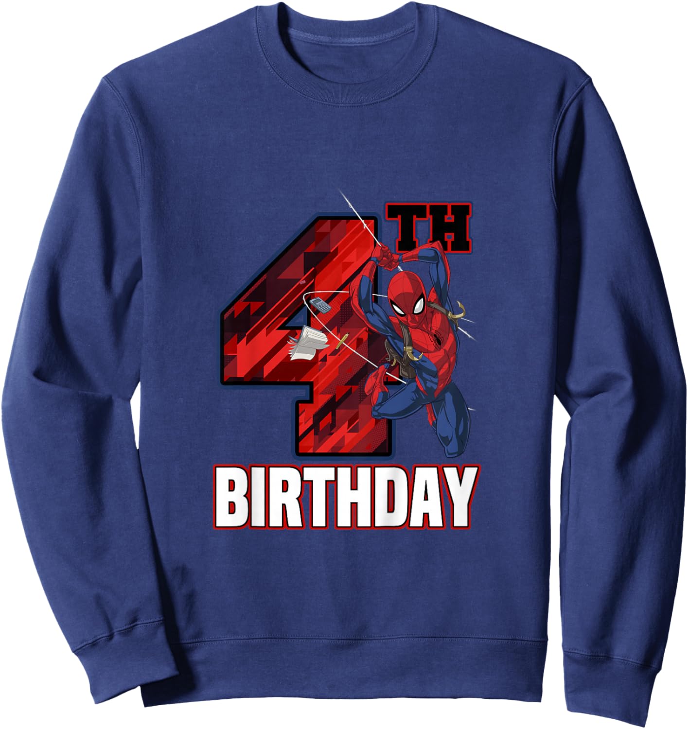 Kids Marvel Spider-Man Classic Epic Swinging 4th Birthday Sweatshirt - Sweatshirt | Navy