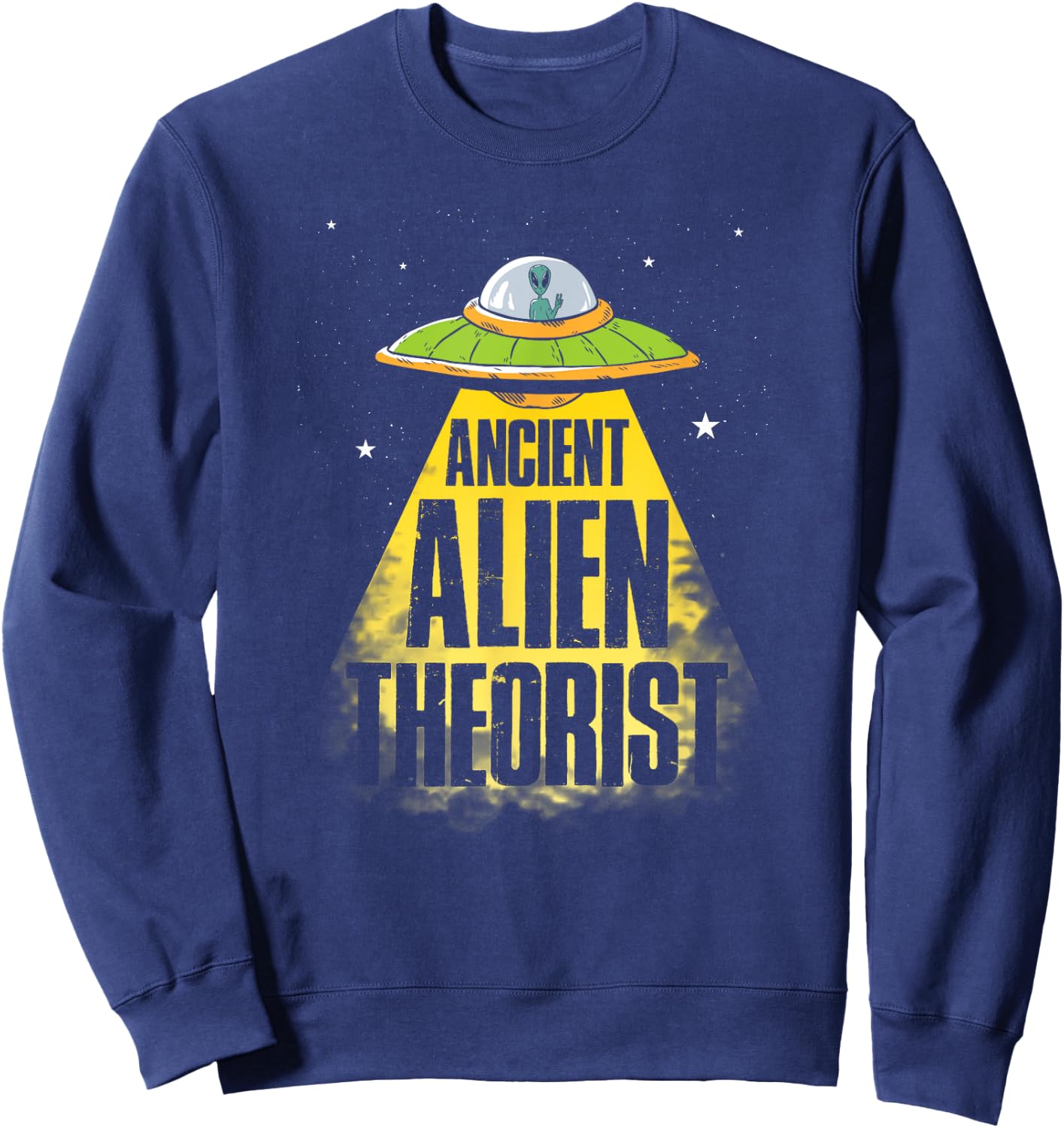 Ancient Alien Theorist Clothing Alien Fan UFO Lover Black Classic Fit Short Sleeve Sweatshirt - Sweatshirt | Navy