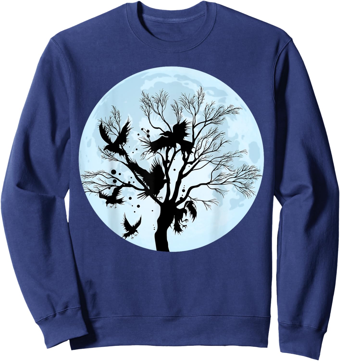 Moonlight Night Black Crow Forest Animal Bird Raven Sweatshirt - Sweatshirt | Navy