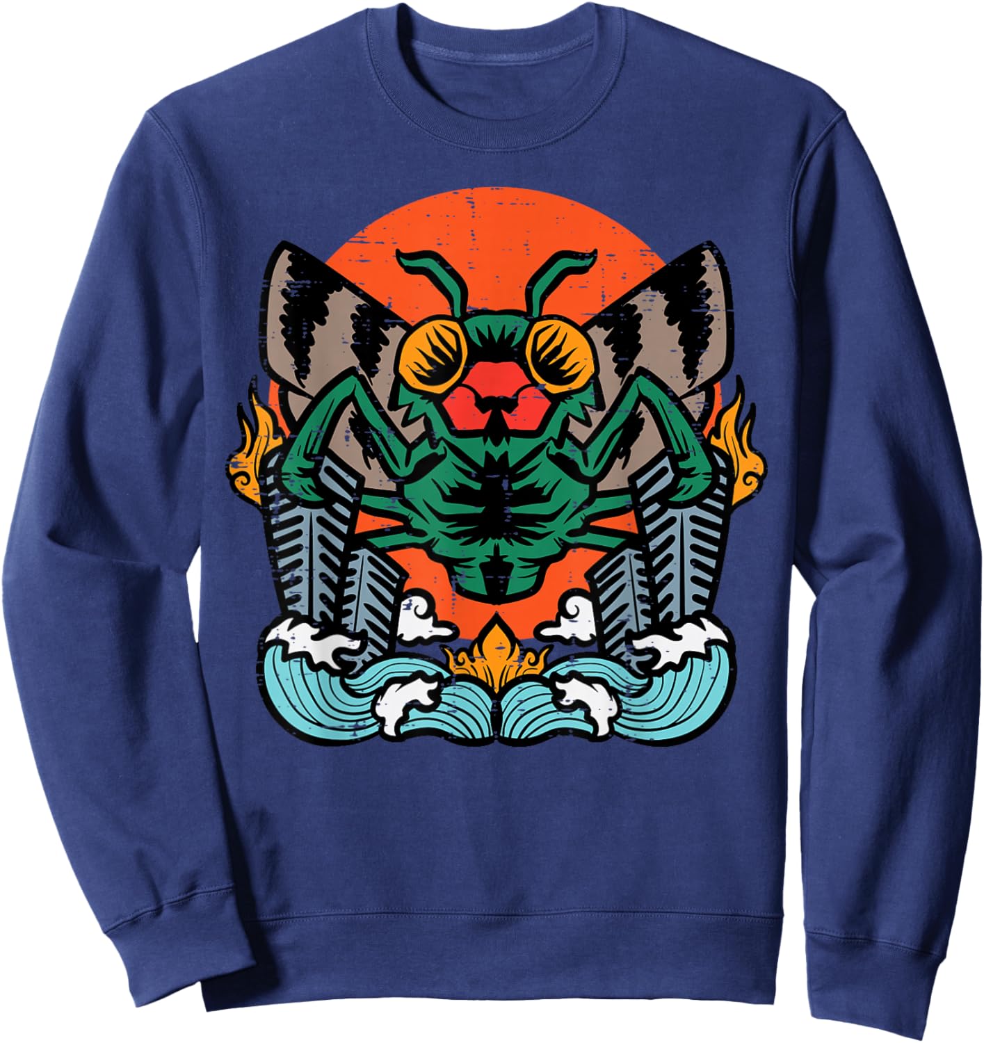 Giant Moth Monster Sunset Vintage Japanese Men Women Kids Sweatshirt - Sweatshirt | Navy
