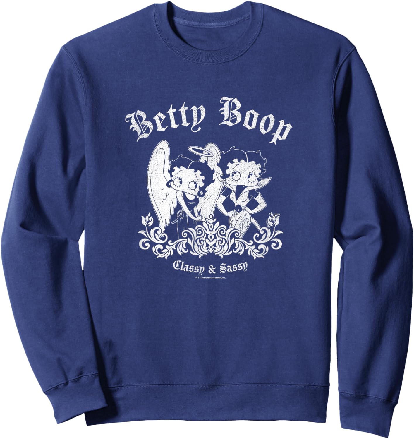 Betty Boop Classy & Sassy Angel & Demon Vintage Logo Sweatshirt - Sweatshirt | Navy