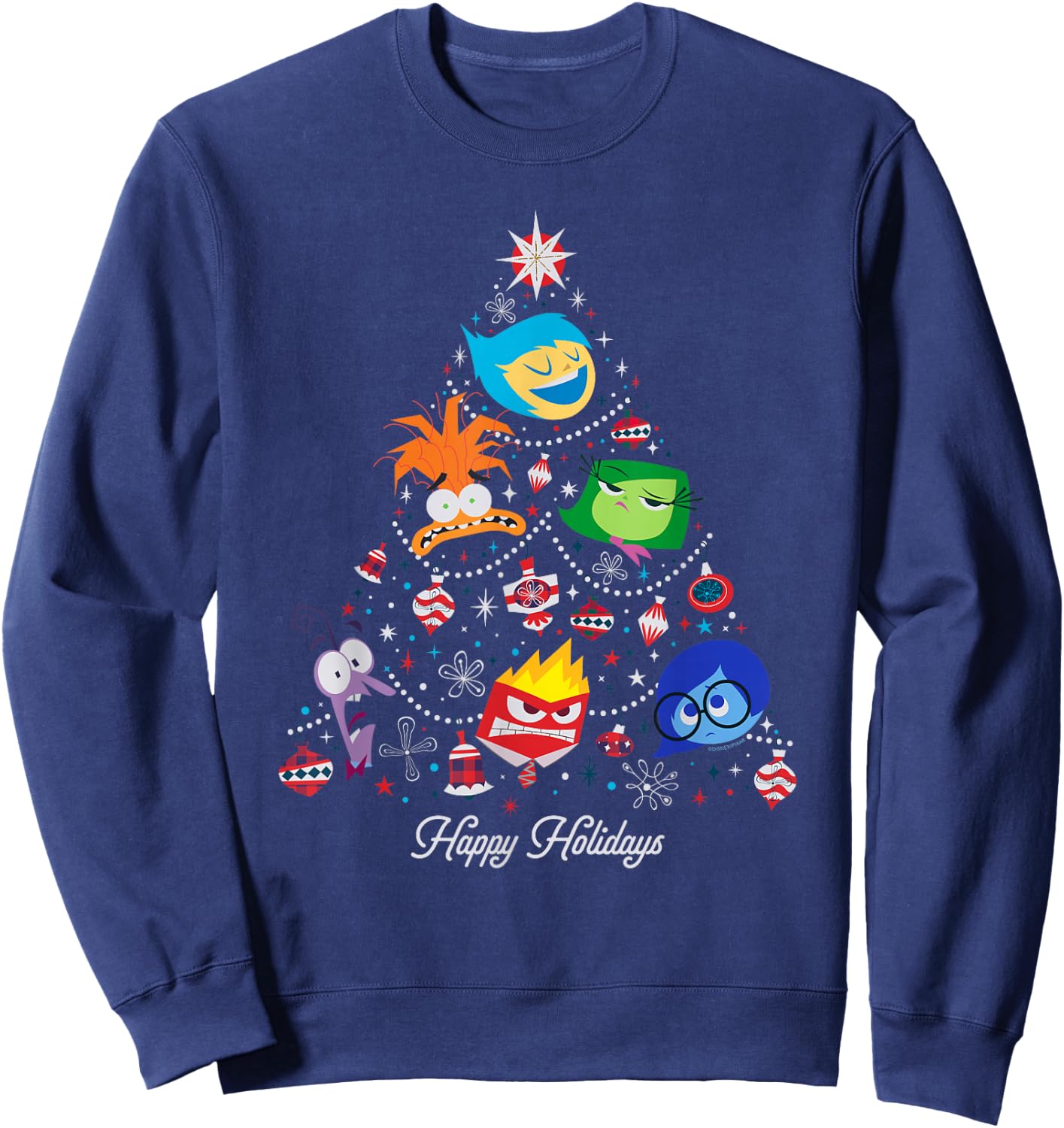 Disney and Pixar’s Inside Out 2 Emotions Christmas Tree Sweatshirt - Sweatshirt | Navy