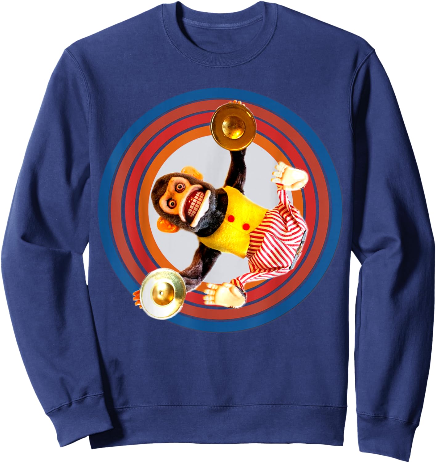 Cymbal Chimp Toy, Jolly Monkey With Cymbals Vintage Retro Sweatshirt - Sweatshirt | Navy