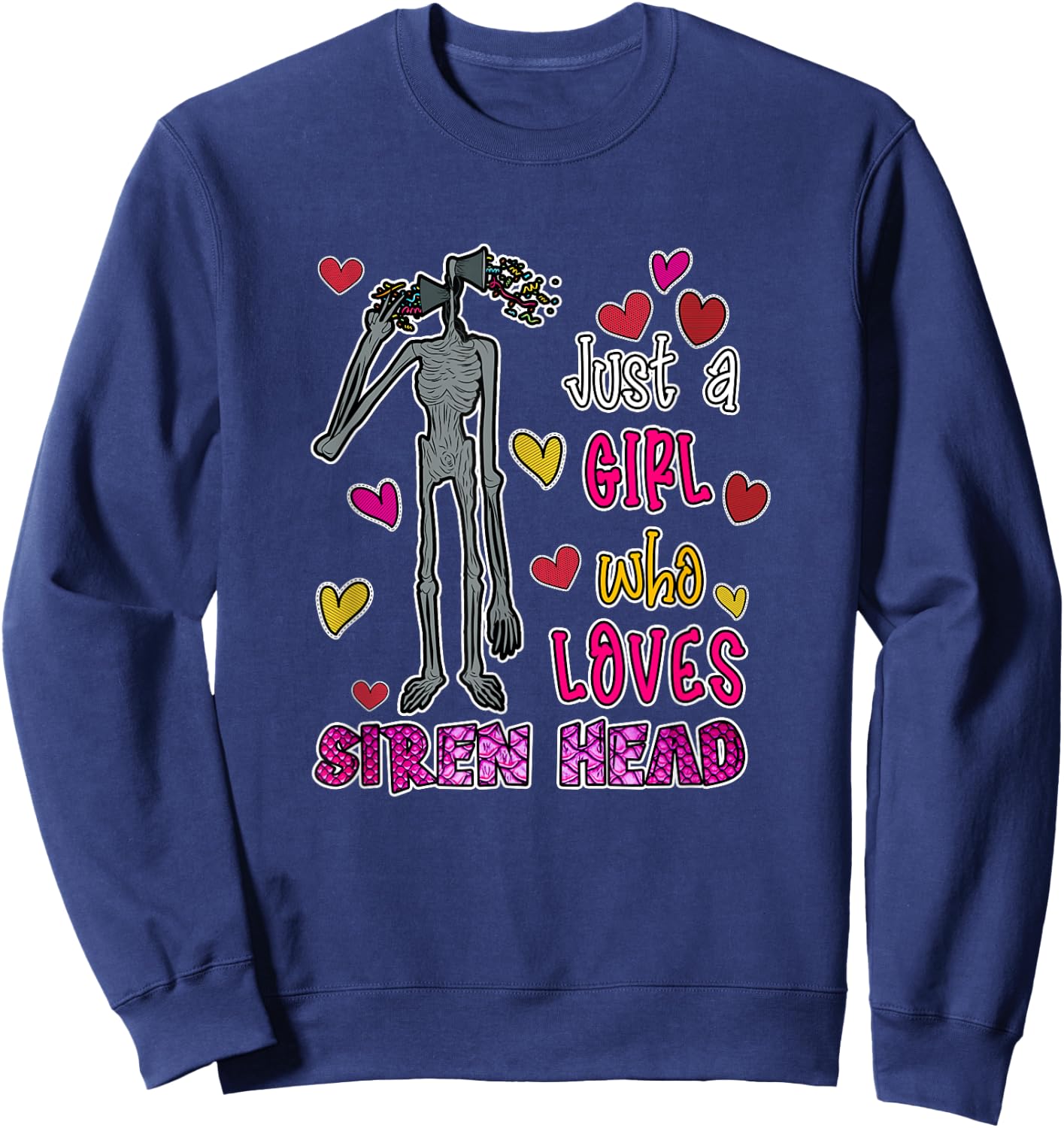 Cryptkins Just a Girl who Loves Siren Head Sweatshirt - Sweatshirt | Navy