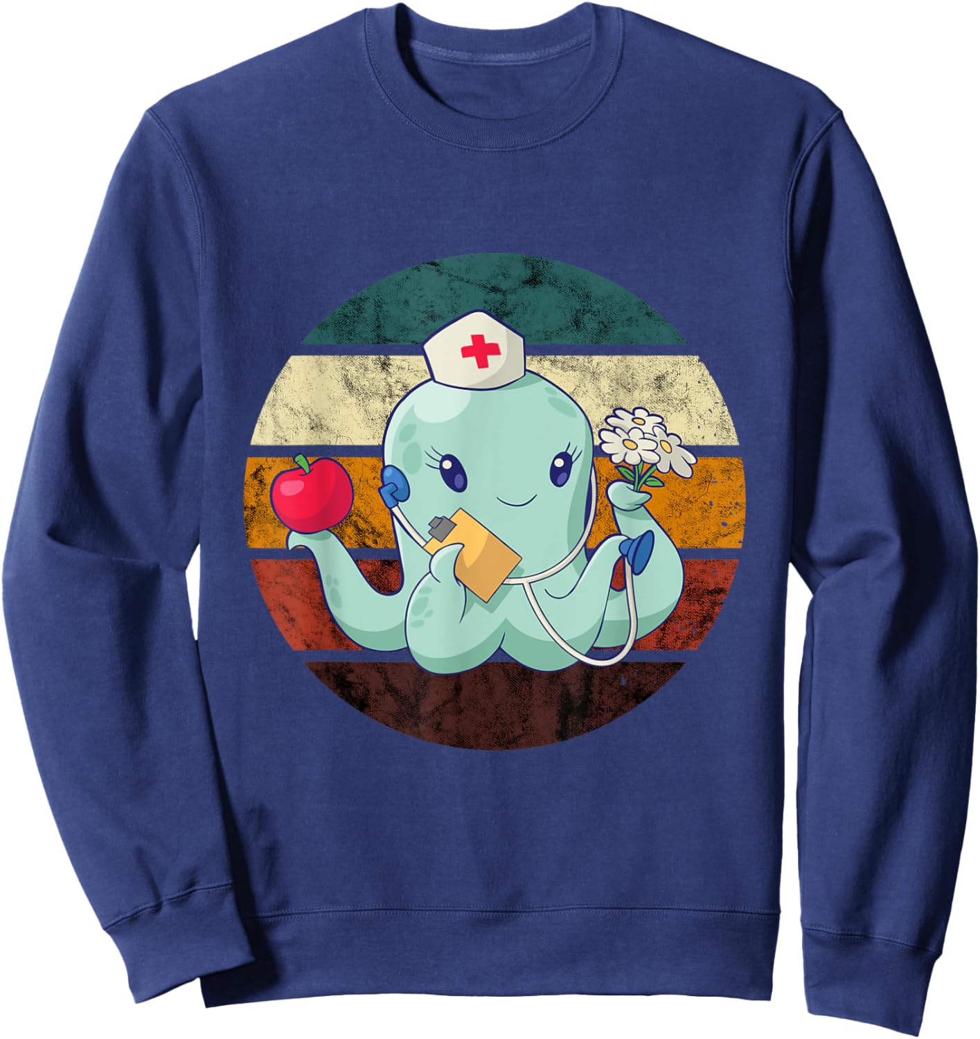 Octopus Doctor Retro Cephalopod Sea Monster Vintage Kraken Sweatshirt - Sweatshirt | Navy