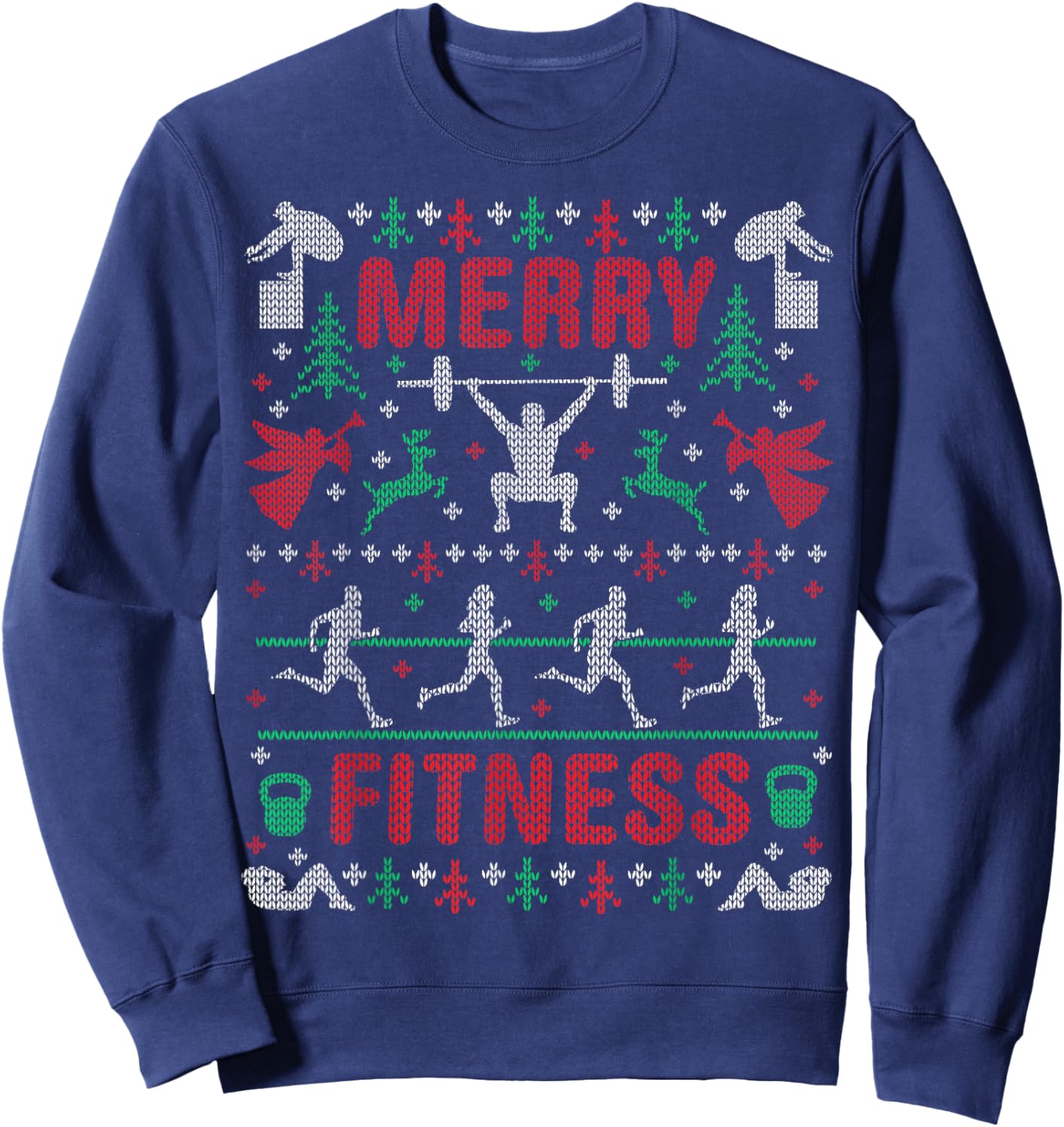 Merry Fitness Workout Ugly Christmas Sweater Party Gifts Sweatshirt - Sweatshirt | Navy