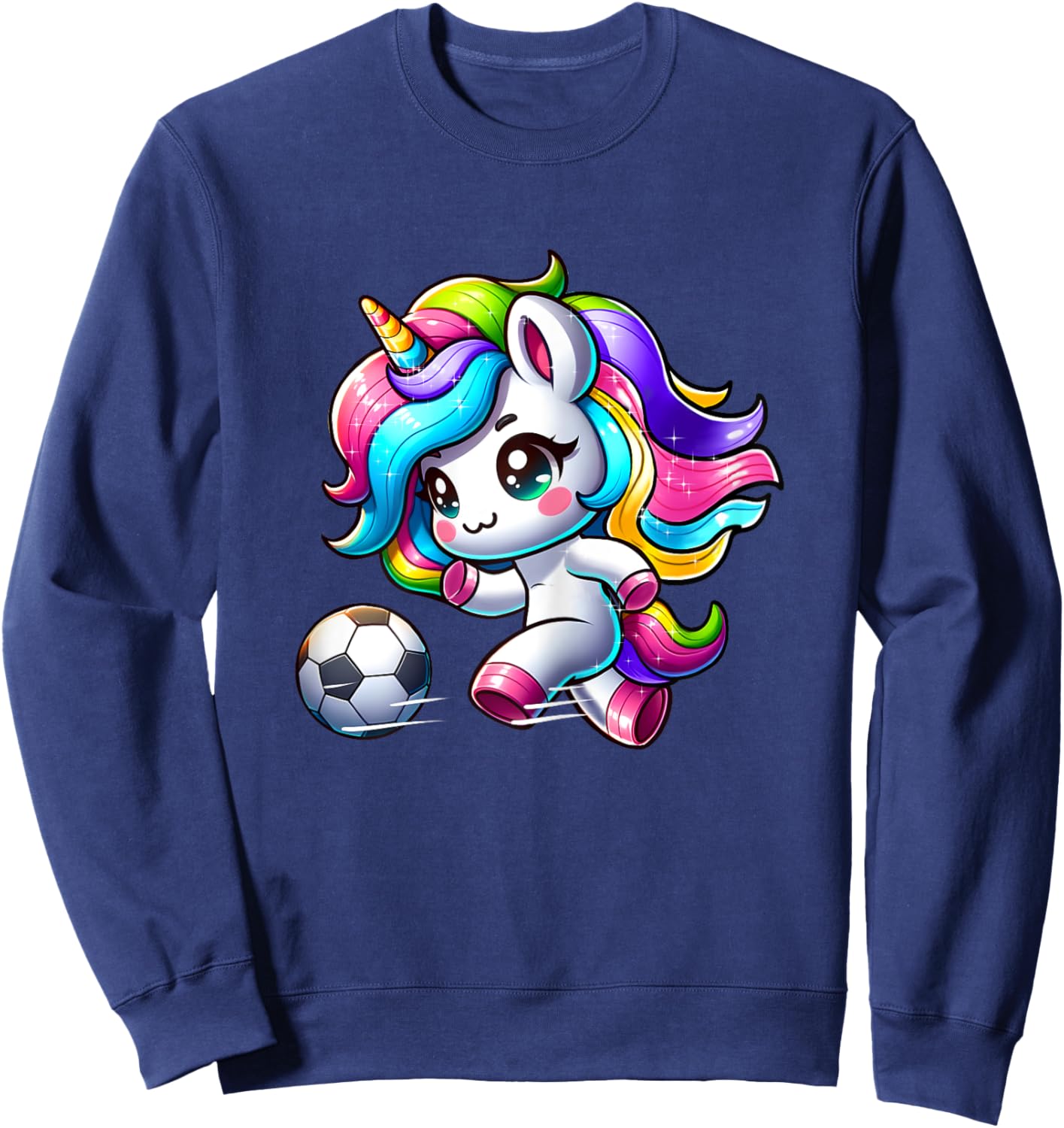 Soccer Player Unicorn Girls Sweatshirt - Sweatshirt | Navy