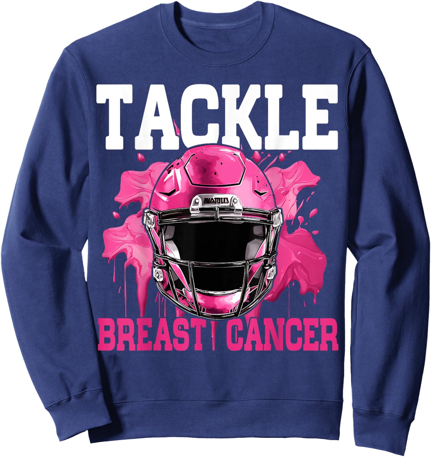 Tackle Football Breast Cancer Awareness Pink Ribbon Boys Kid Sweatshirt - Sweatshirt | Navy