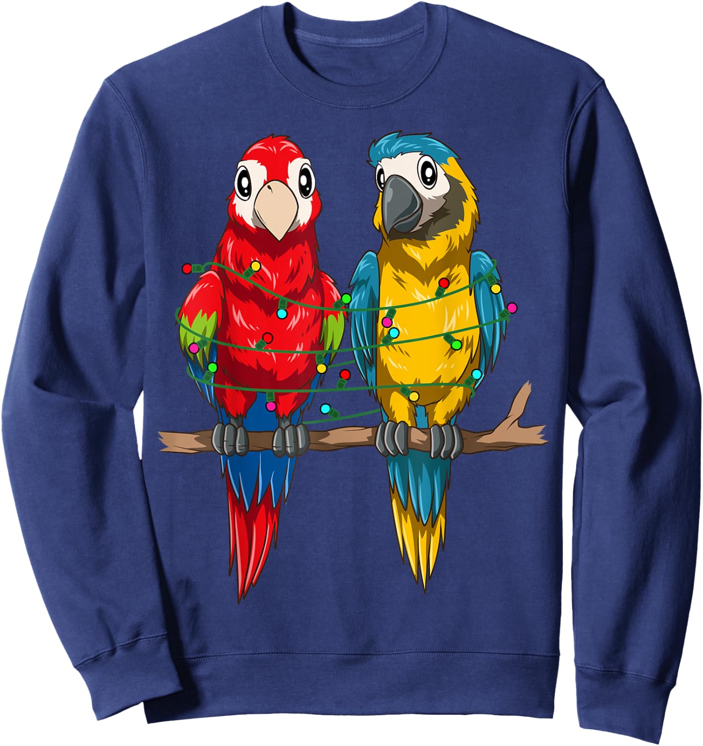 Parrot Christmas Macaw Xmas Lights Bird Lovers Christmas Sweatshirt - Sweatshirt | Navy