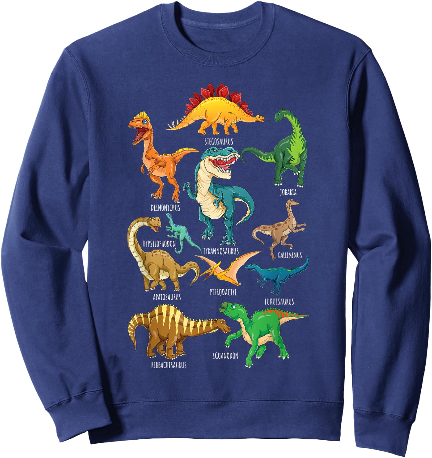 Types Of Dinosaurs Graphics Dino Identification Sweatshirt - Sweatshirt | Navy