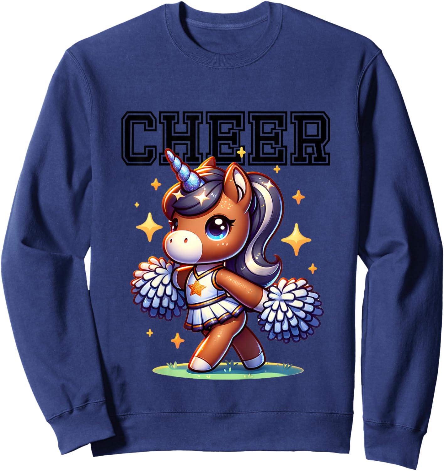 Kids Unicorn Cheer Sweatshirt - Sweatshirt | Navy