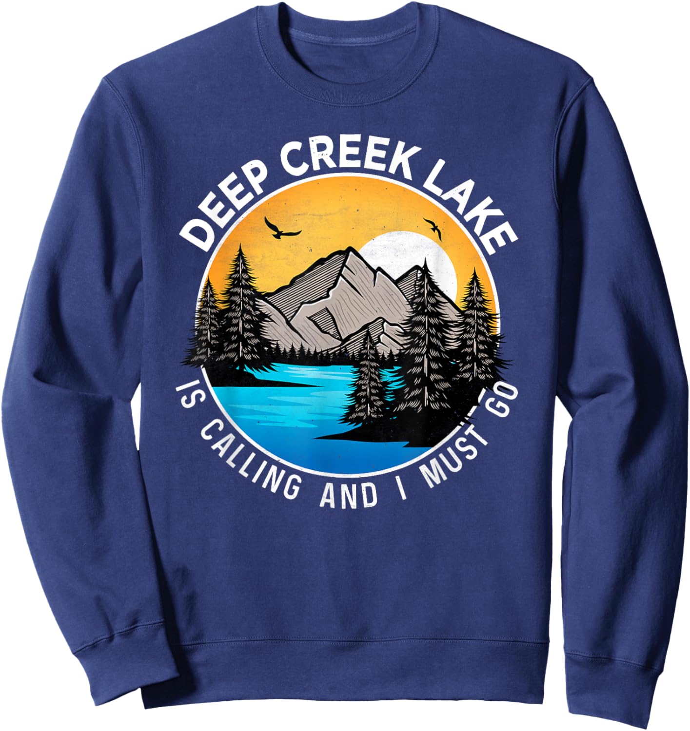 Fishing Boating Camping - Lakeview Deep Creek Lake Sweatshirt - Sweatshirt | Navy