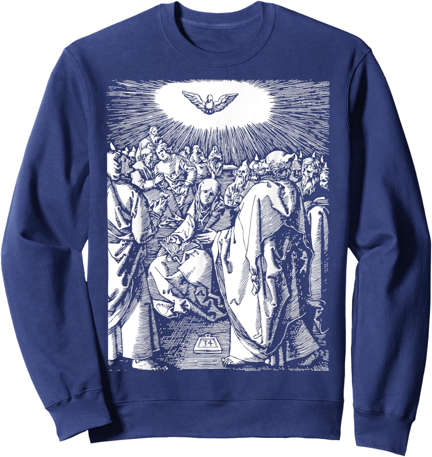 Pentecost Dove Tongues of Fire Flame Holy Spirit Catholic Sweatshirt - Sweatshirt | Navy