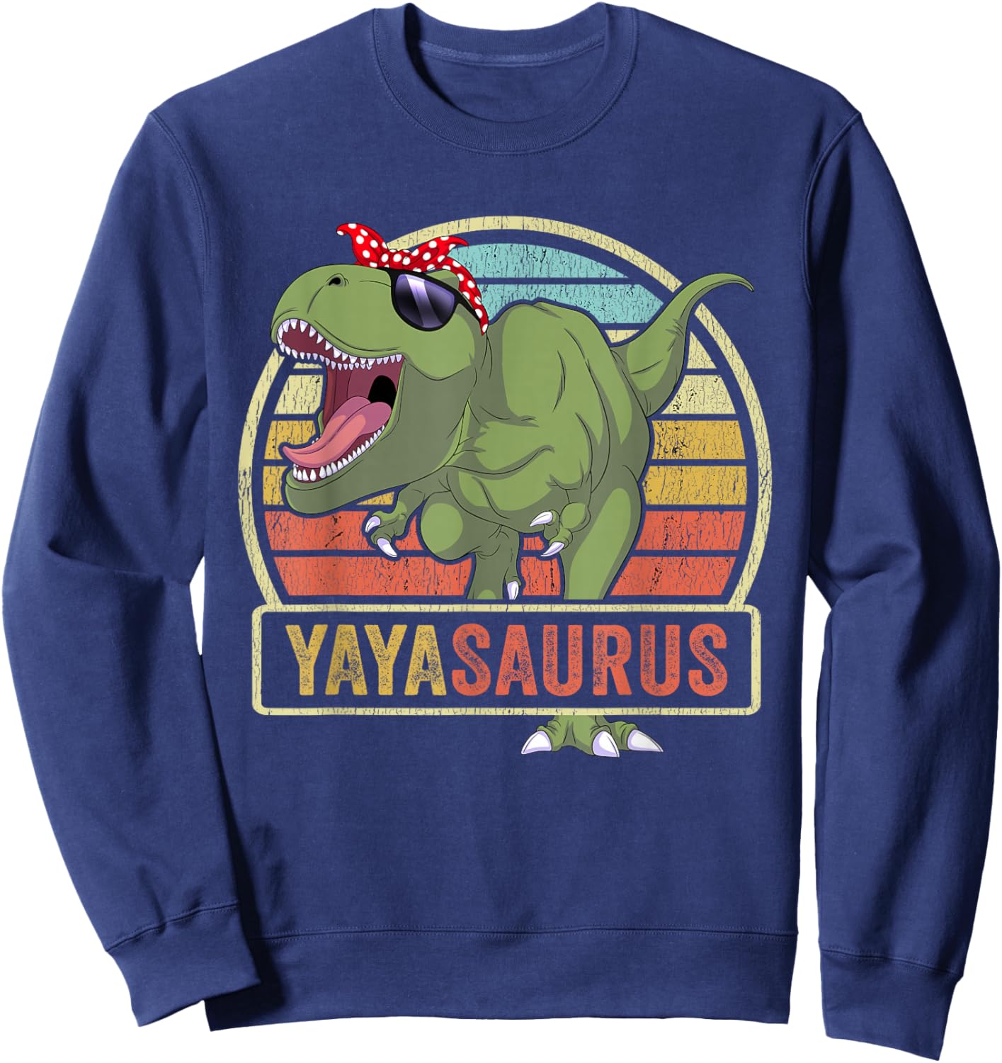 Yayasaurus Dinosaur Yaya Saurus Family Matching Sweatshirt - Sweatshirt | Navy