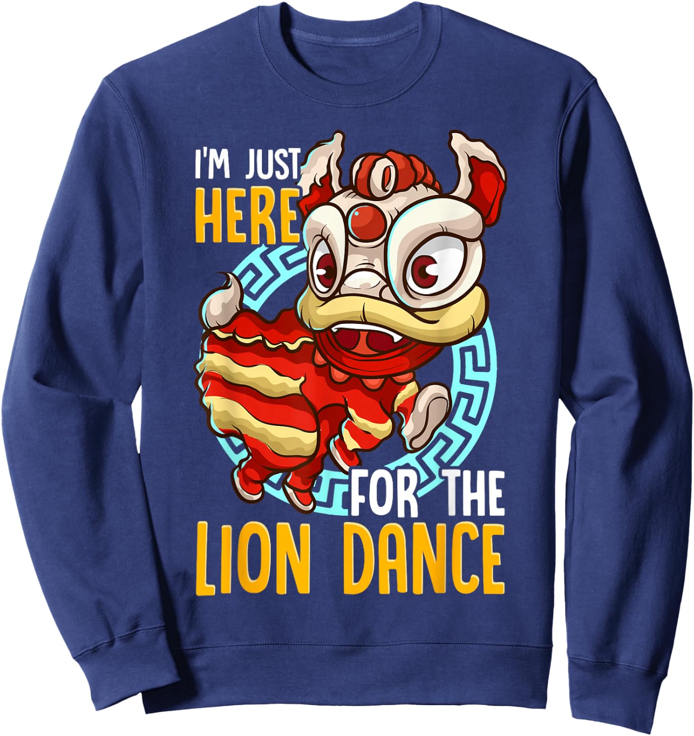 Chinese New Year 2025 Lion Dance Boy Girl Kids Red Orange Sweatshirt - Sweatshirt | Navy