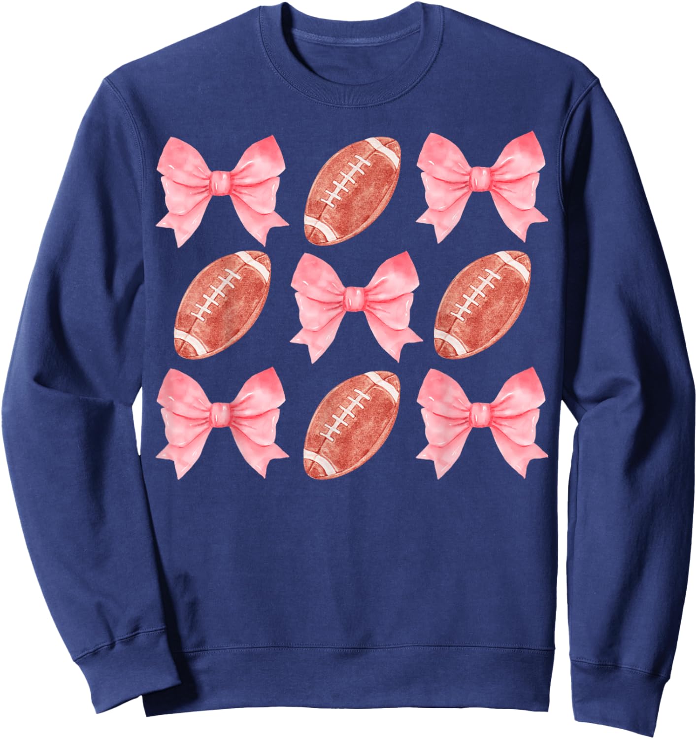 Football Sister Mom Tween Teen Girl Girly Pink Bow Preppy Sweatshirt - Sweatshirt | Navy