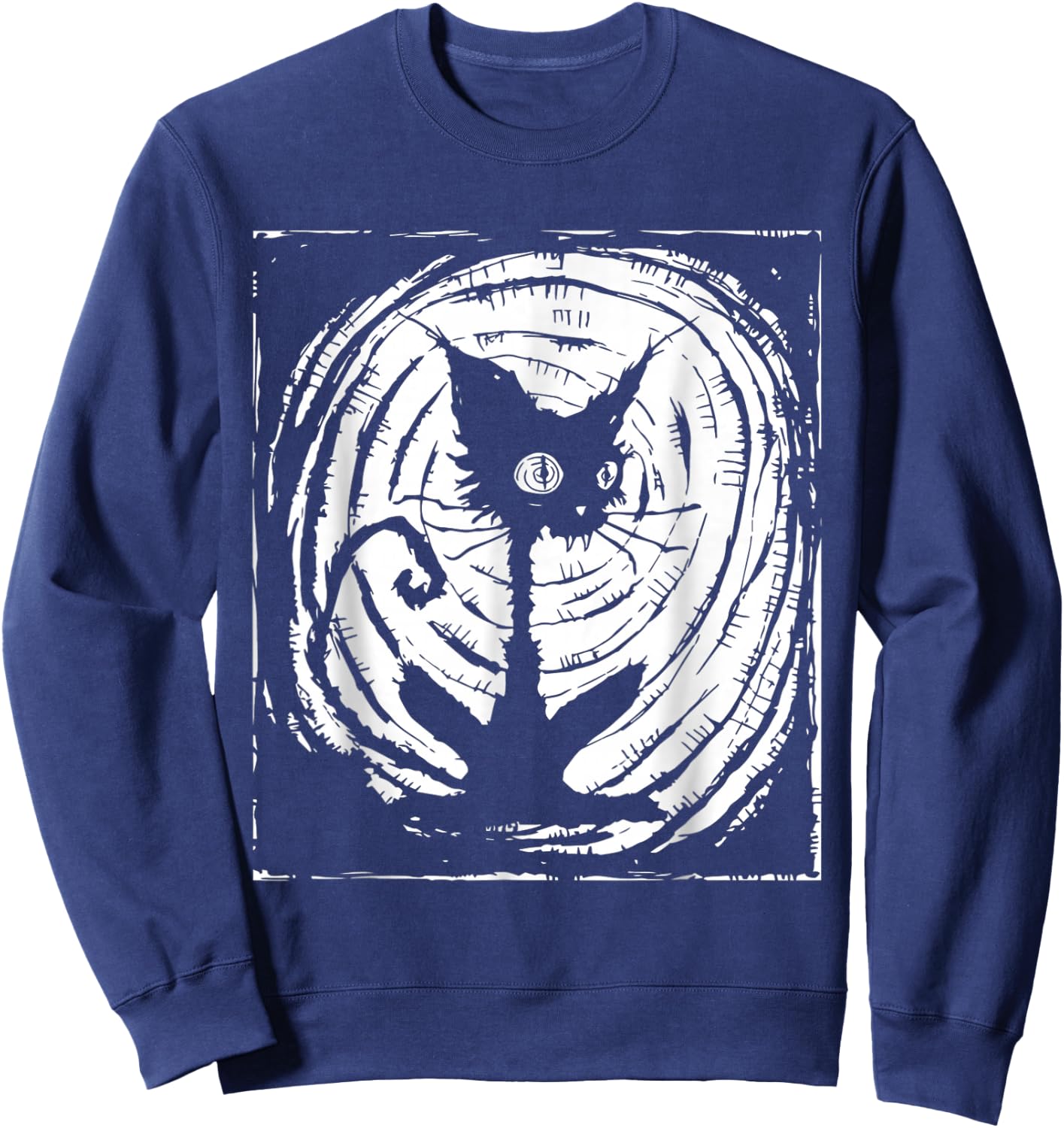 Black Cat Lazy Halloween Costume Scary Creepy Sweatshirt - Sweatshirt | Navy