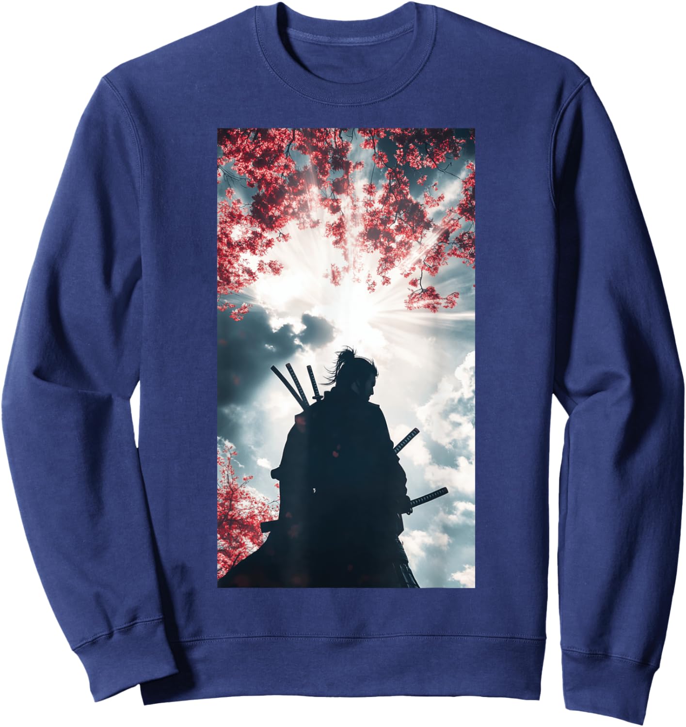 Samurai Silhouette Warrior Ninja Katana Sweatshirt - Sweatshirt | Navy