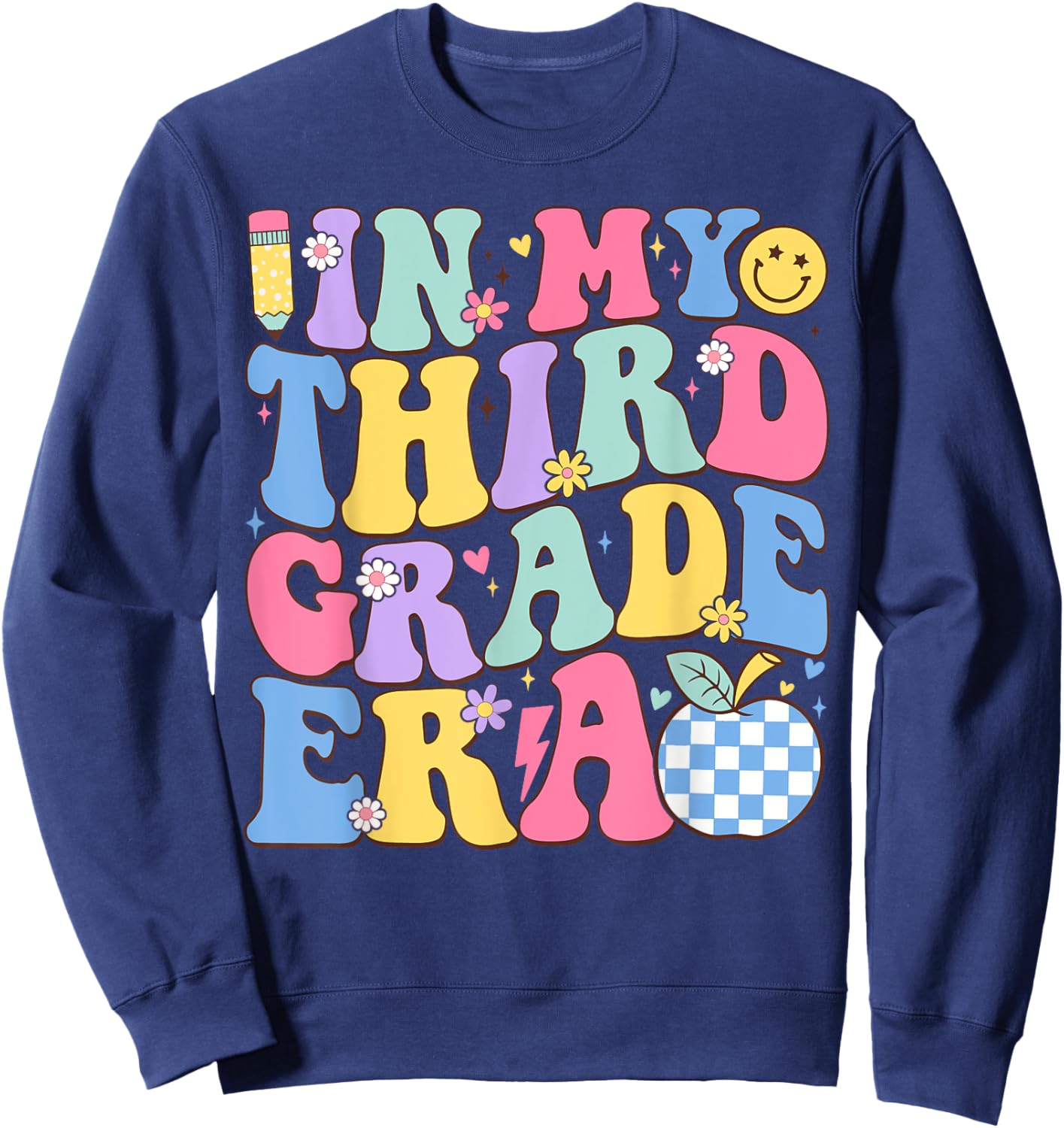 In My Third Grade Era Groovy Back To School Teachers Kids Sweatshirt - Sweatshirt | Navy