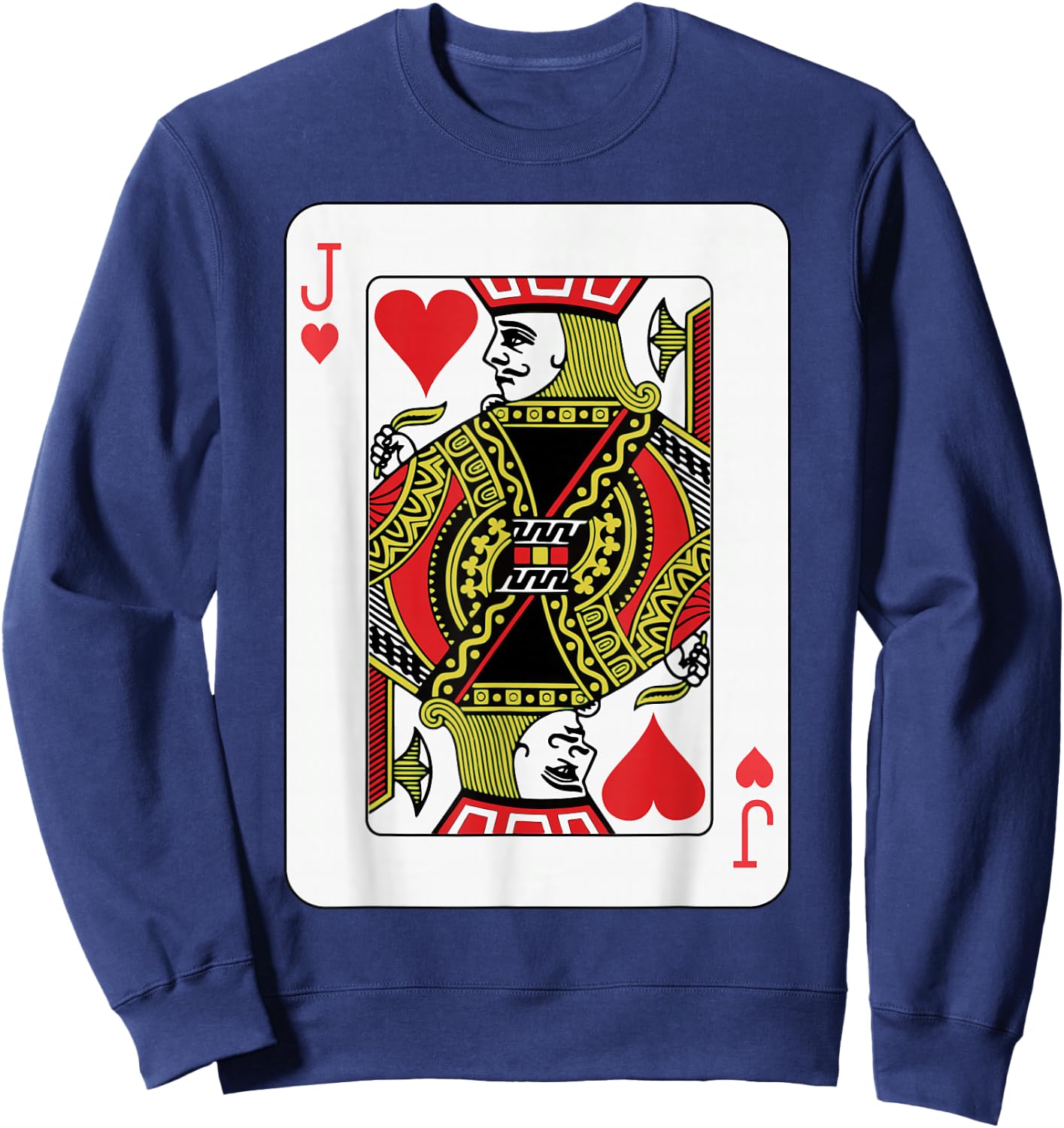 Jack of Hearts Playing Card Poker Sweatshirt - Sweatshirt | Navy