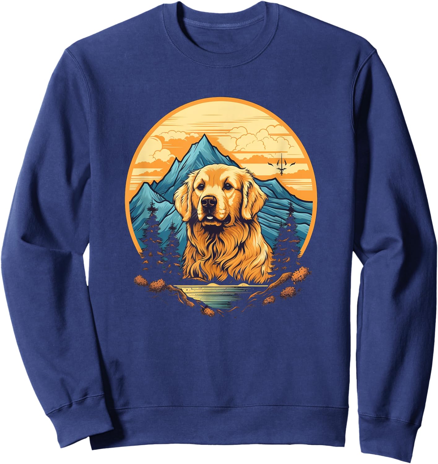Retro Golden Retriever Men Women Kids Sweatshirt - Sweatshirt | Navy