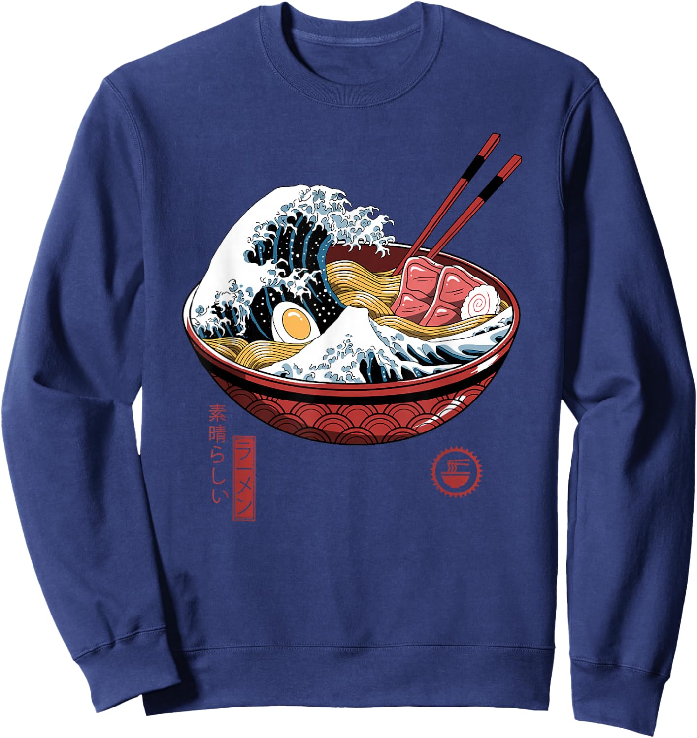 Great Ramen Wave White Sweatshirt - Sweatshirt | Navy