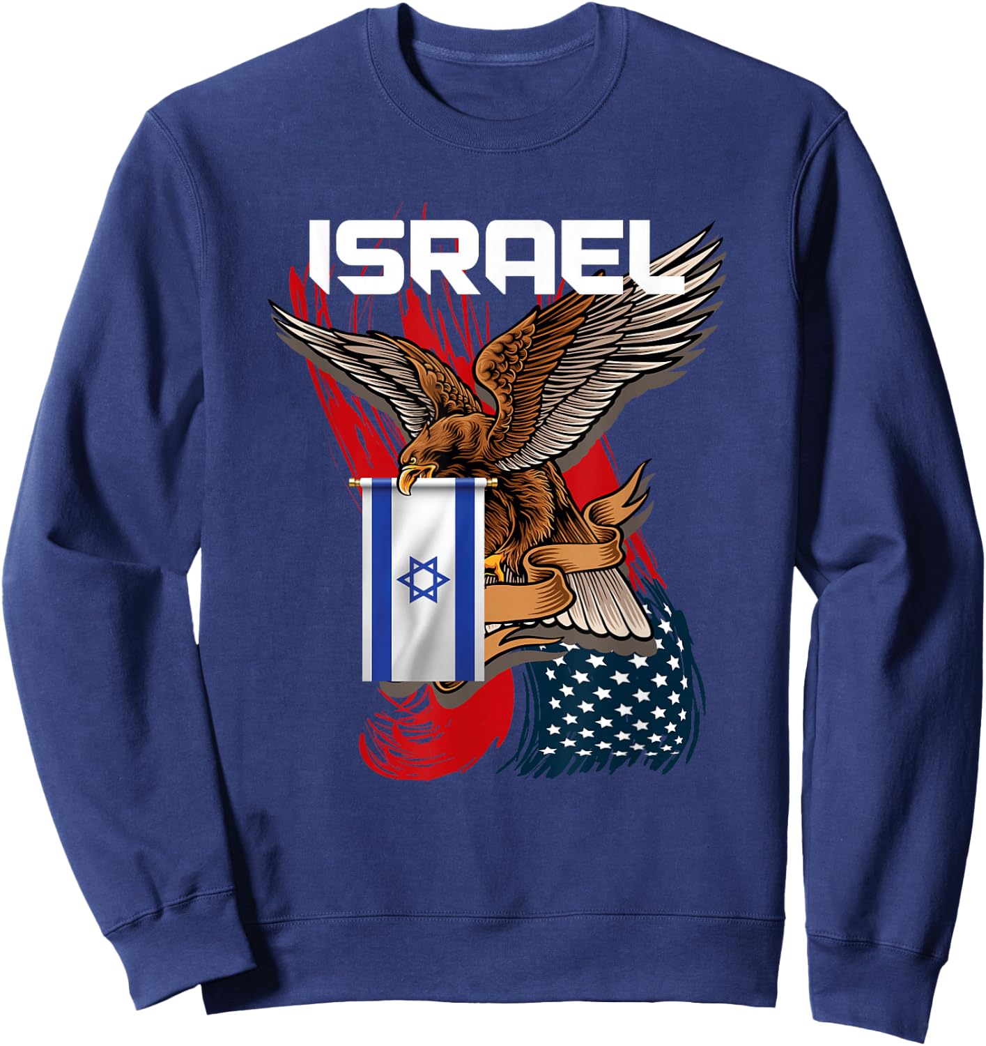 Israeli Eagle Star of David Gift USA Israel Sweatshirt - Sweatshirt | Navy