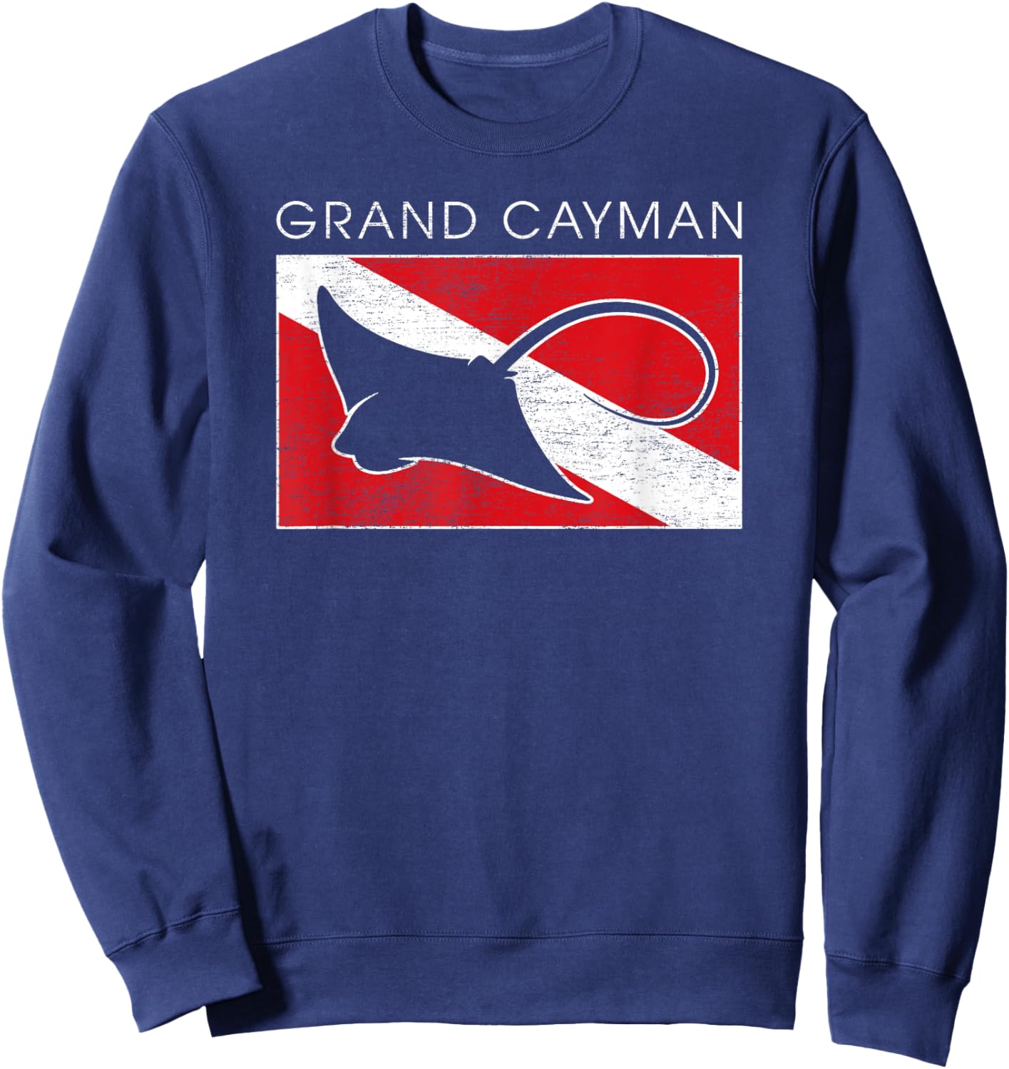 Stingray Grand Cayman Islands Scuba Dive Flag Sweatshirt - Sweatshirt | Navy