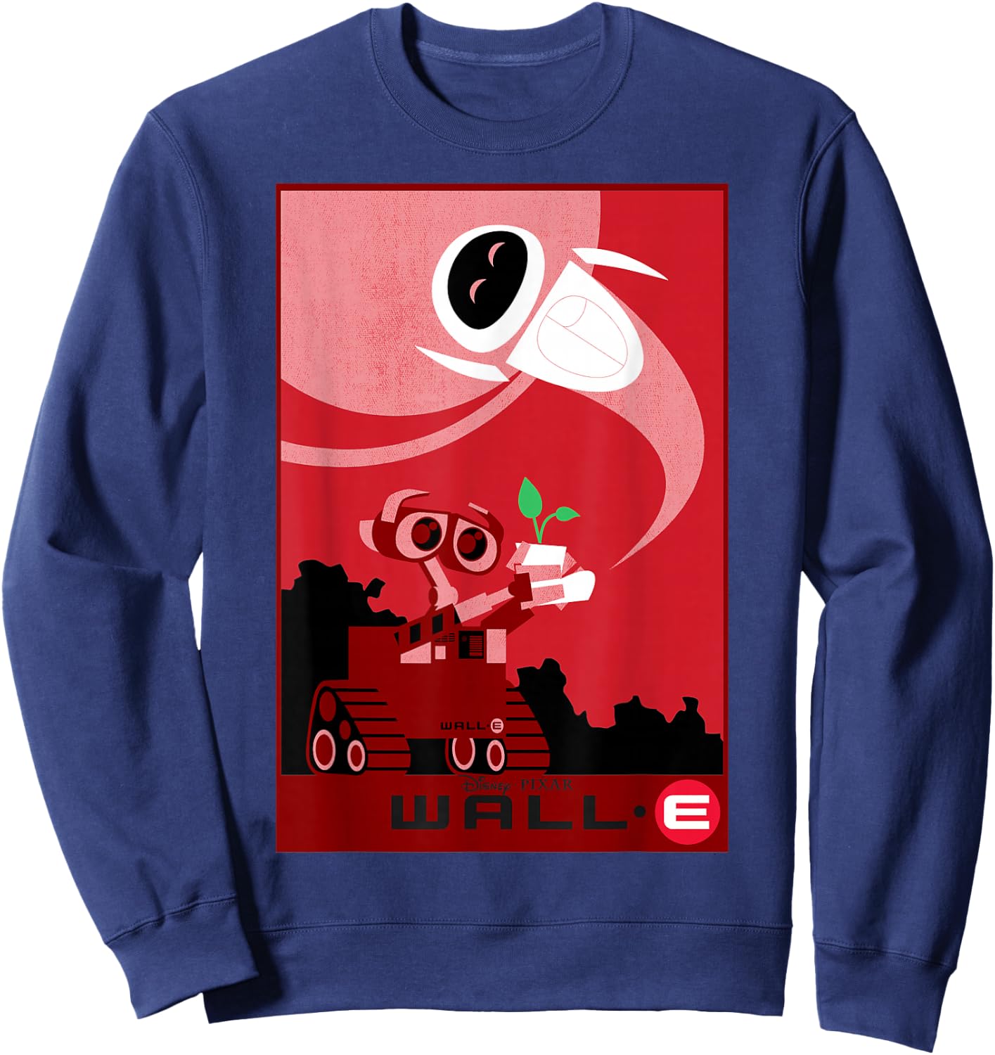 Disney Pixar Wall-E and EVE Find A Plant Red Hue Portrait Sweatshirt - Sweatshirt | Navy
