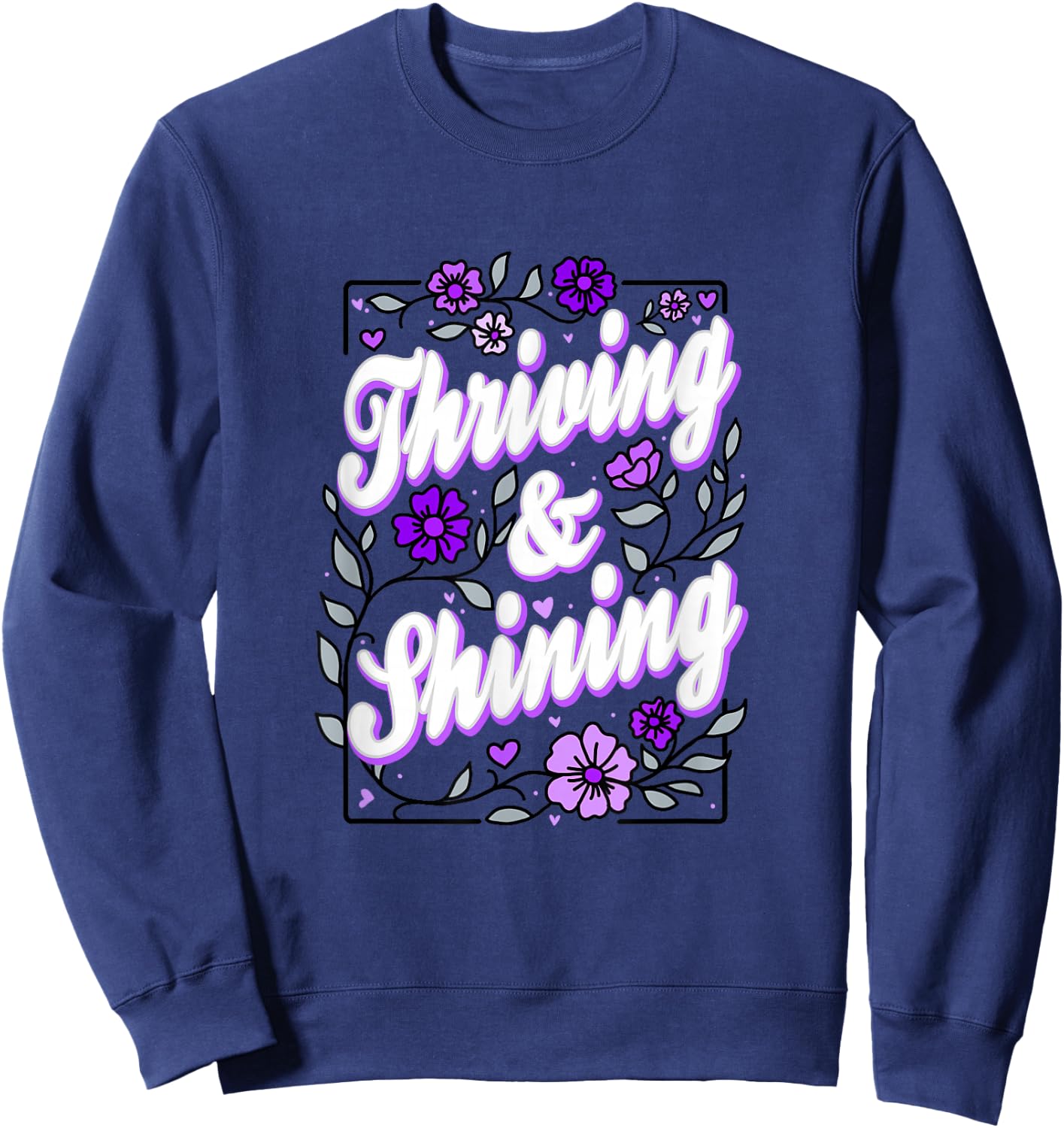 Purple Color Thriving Shining Purple Graphic Sweatshirt - Sweatshirt | Navy