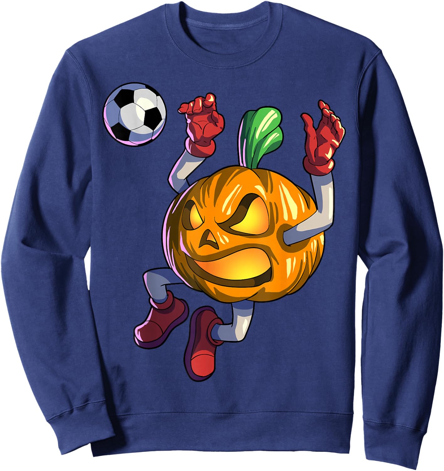 Soccer Pumpkin Halloween Men Boys Soccer Halloween Sweatshirt - Sweatshirt | Navy