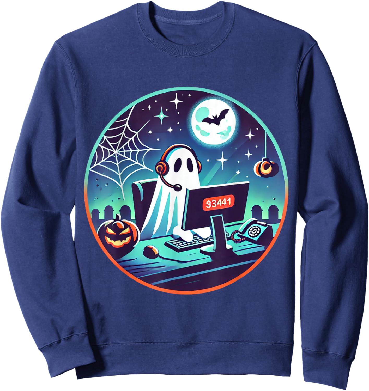 Ghost Call Center Rep Funny Halloween Costume Job Profession Sweatshirt - Sweatshirt | Navy