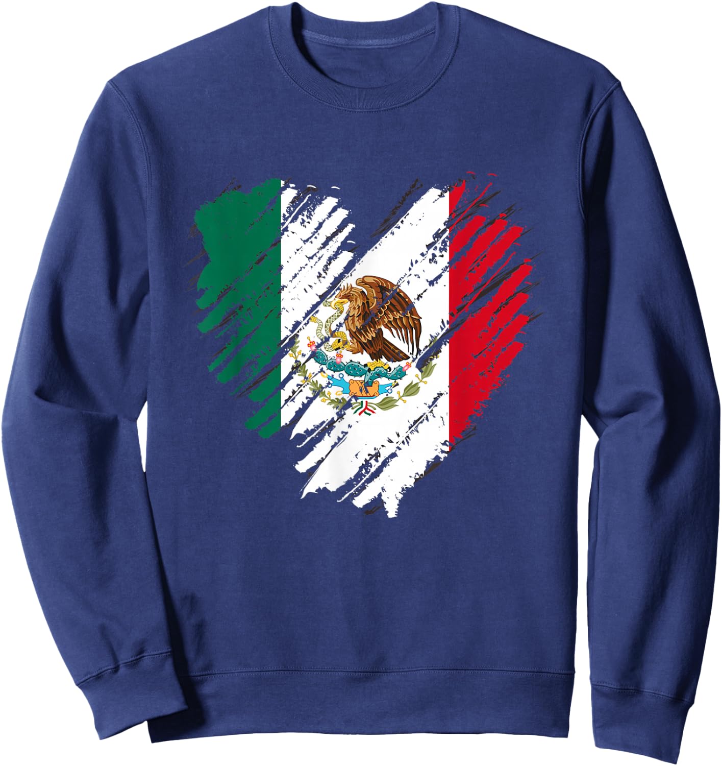 Mexico City Mexican Flag Heart Gift Mexico Sweatshirt - Sweatshirt | Navy